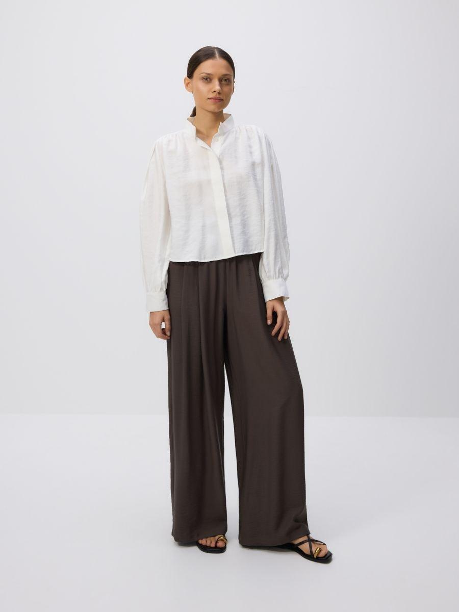 Brown Loose-Fit Trousers With Pleats, , large image number 0