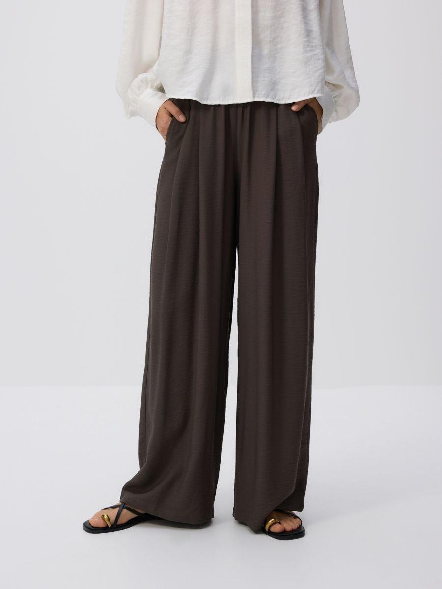 Brown Loose-Fit Trousers With Pleats, , large image number 1