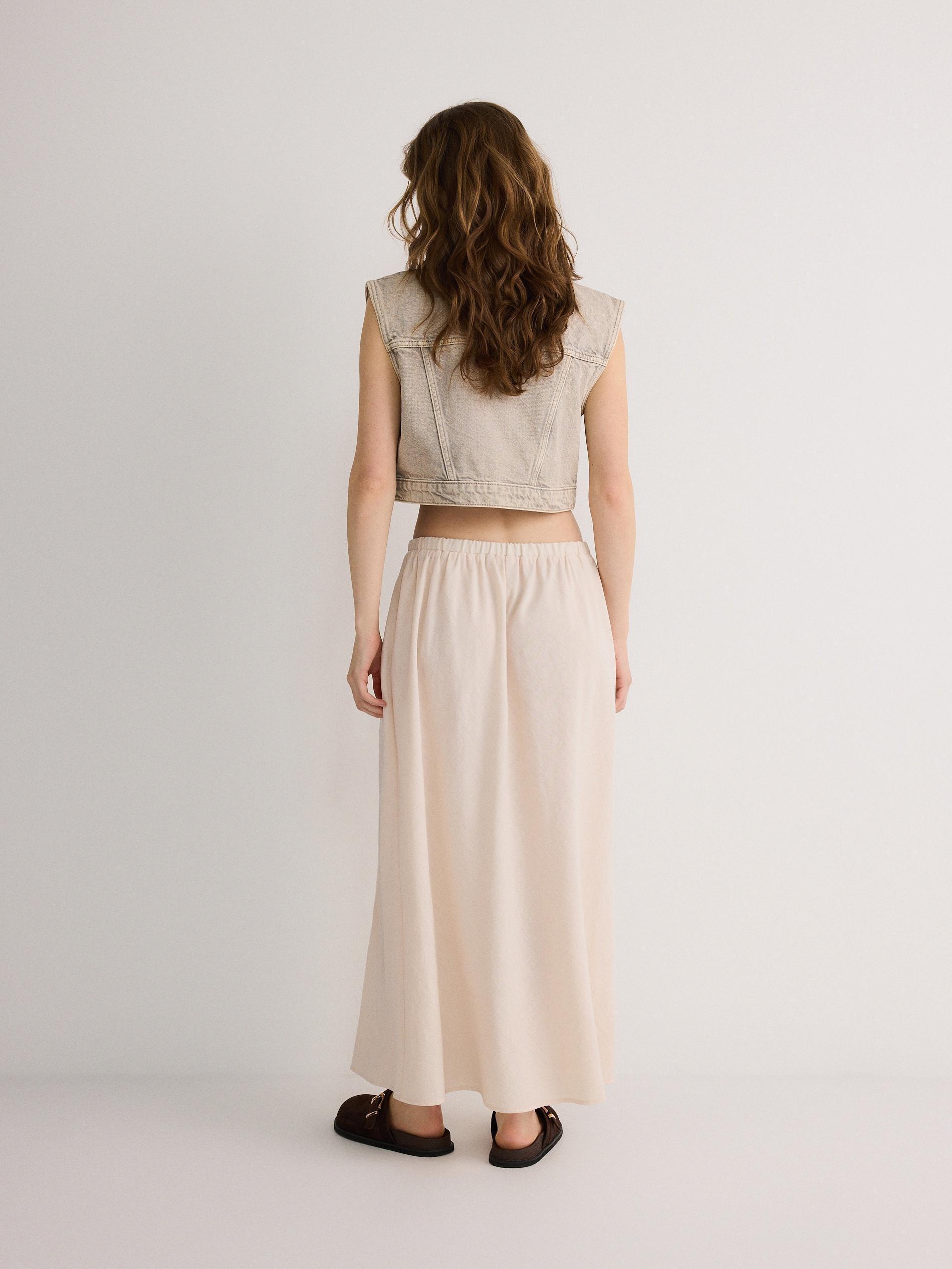Beige Drawstring Maxi Skirt, , large image number 5