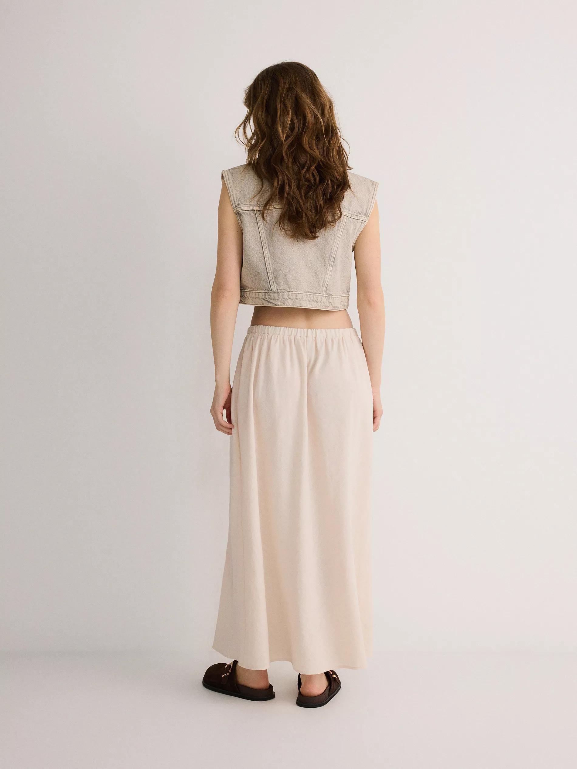 Beige Drawstring Maxi Skirt, , large image number 6