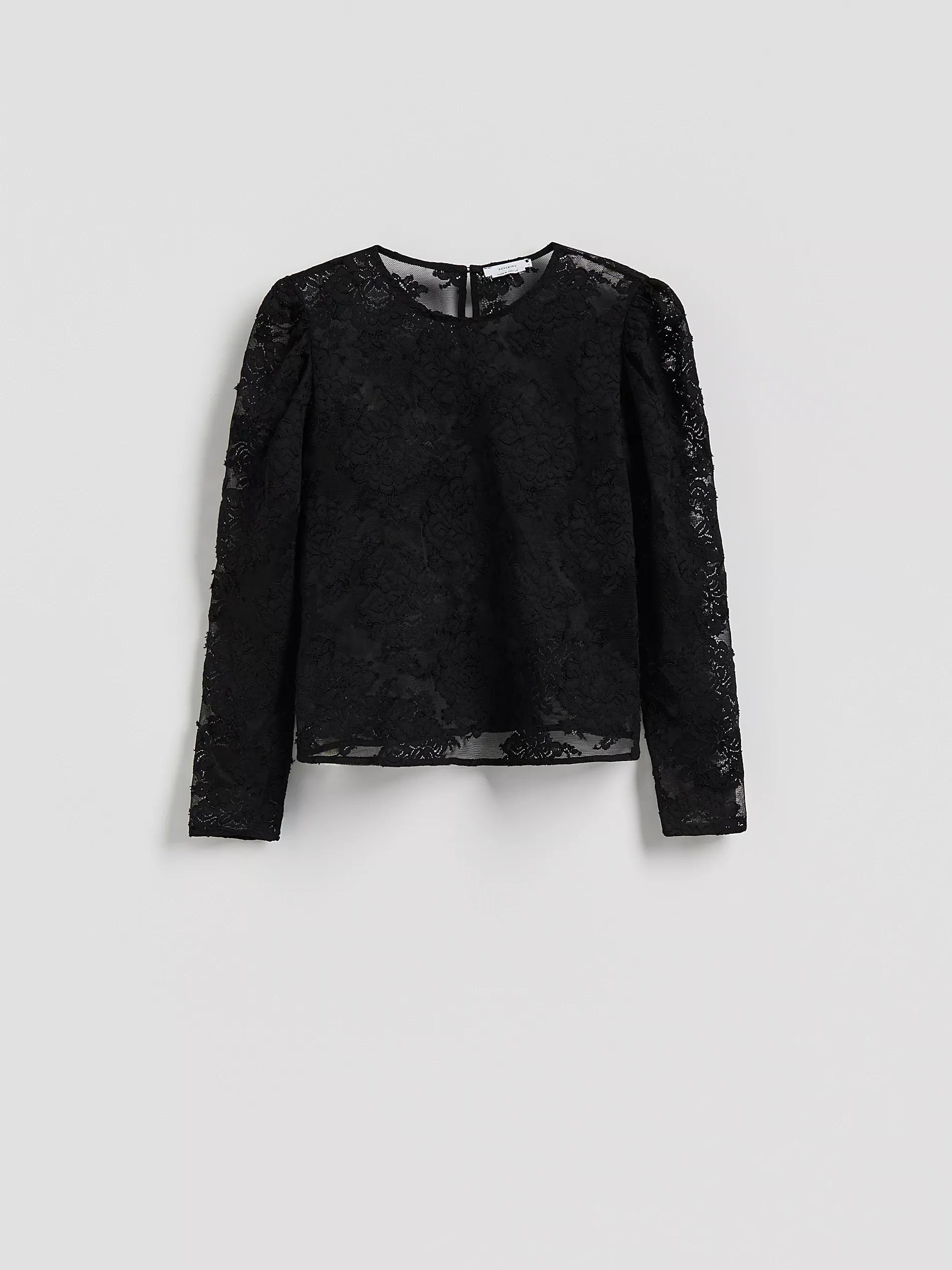 Black Blouse With Embroidery Detailing, Black, large image number 4