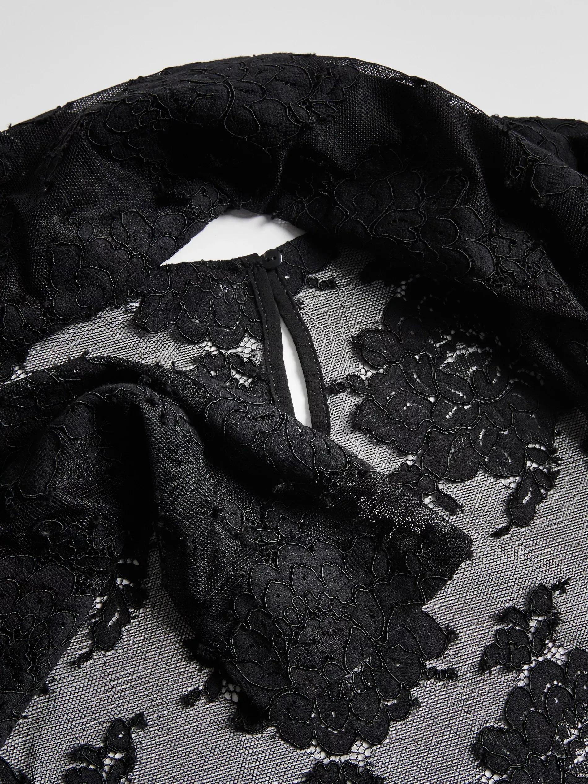 Black Blouse With Embroidery Detailing, Black, large image number 5