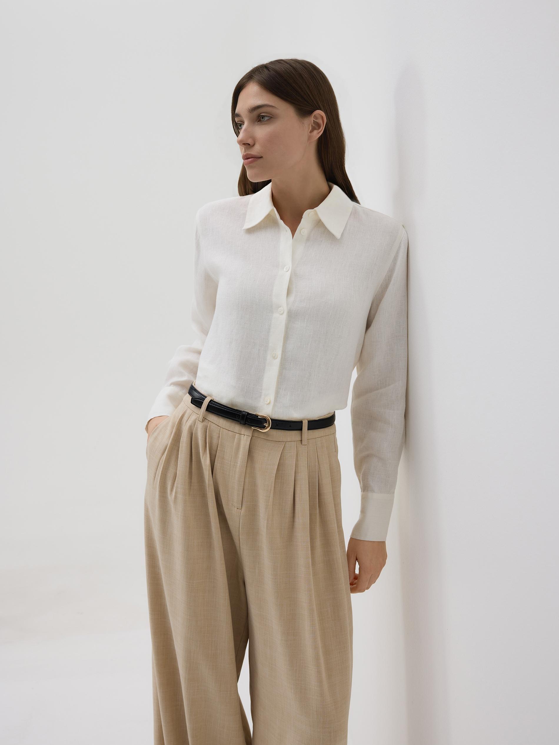 Beige Balloon Trousers With Belt, Beige, large image number 0