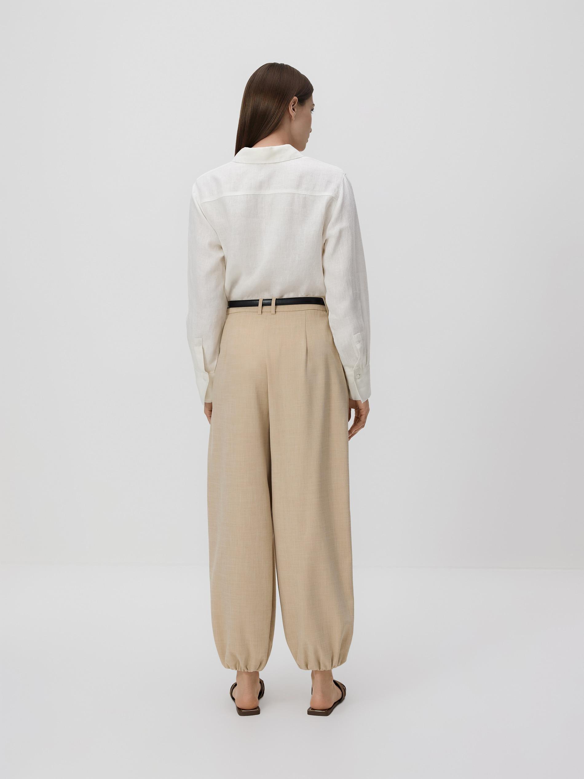 Beige Balloon Trousers With Belt, Beige, large image number 2