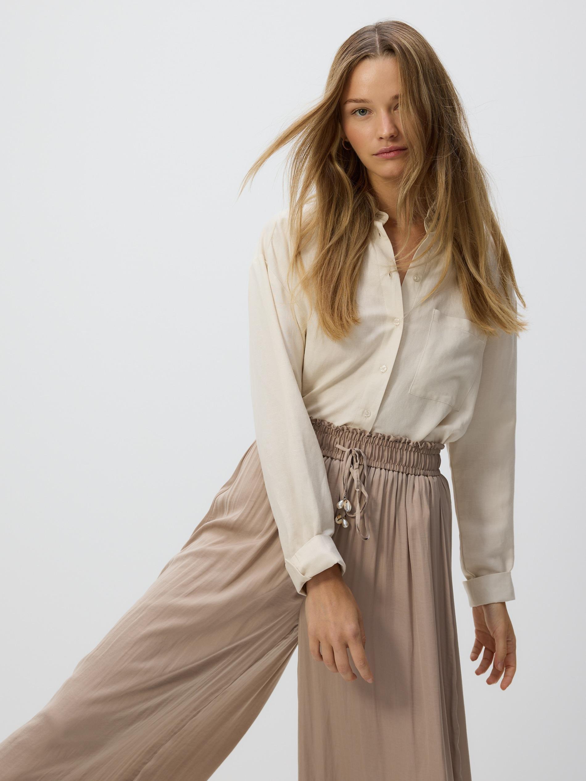 Beige Loose Trousers With Beads, Beige, large image number 2