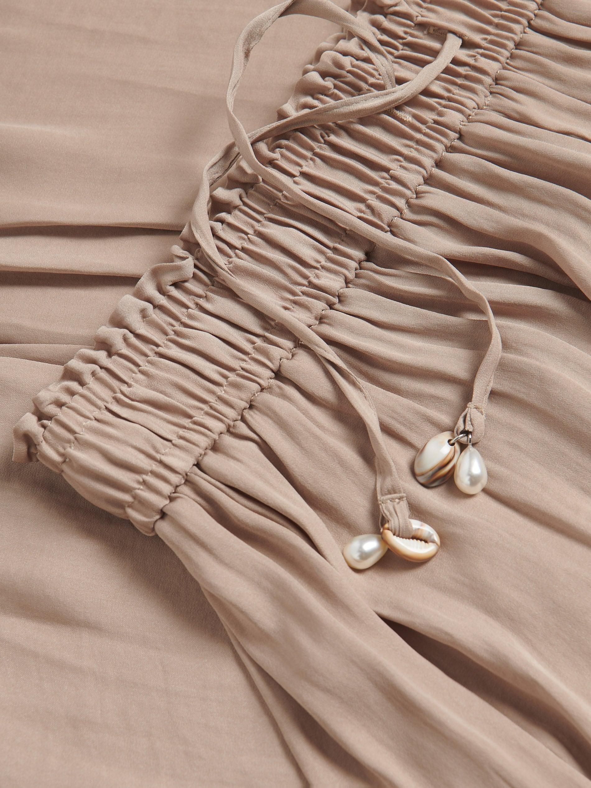 Beige Loose Trousers With Beads, Beige, large image number 5