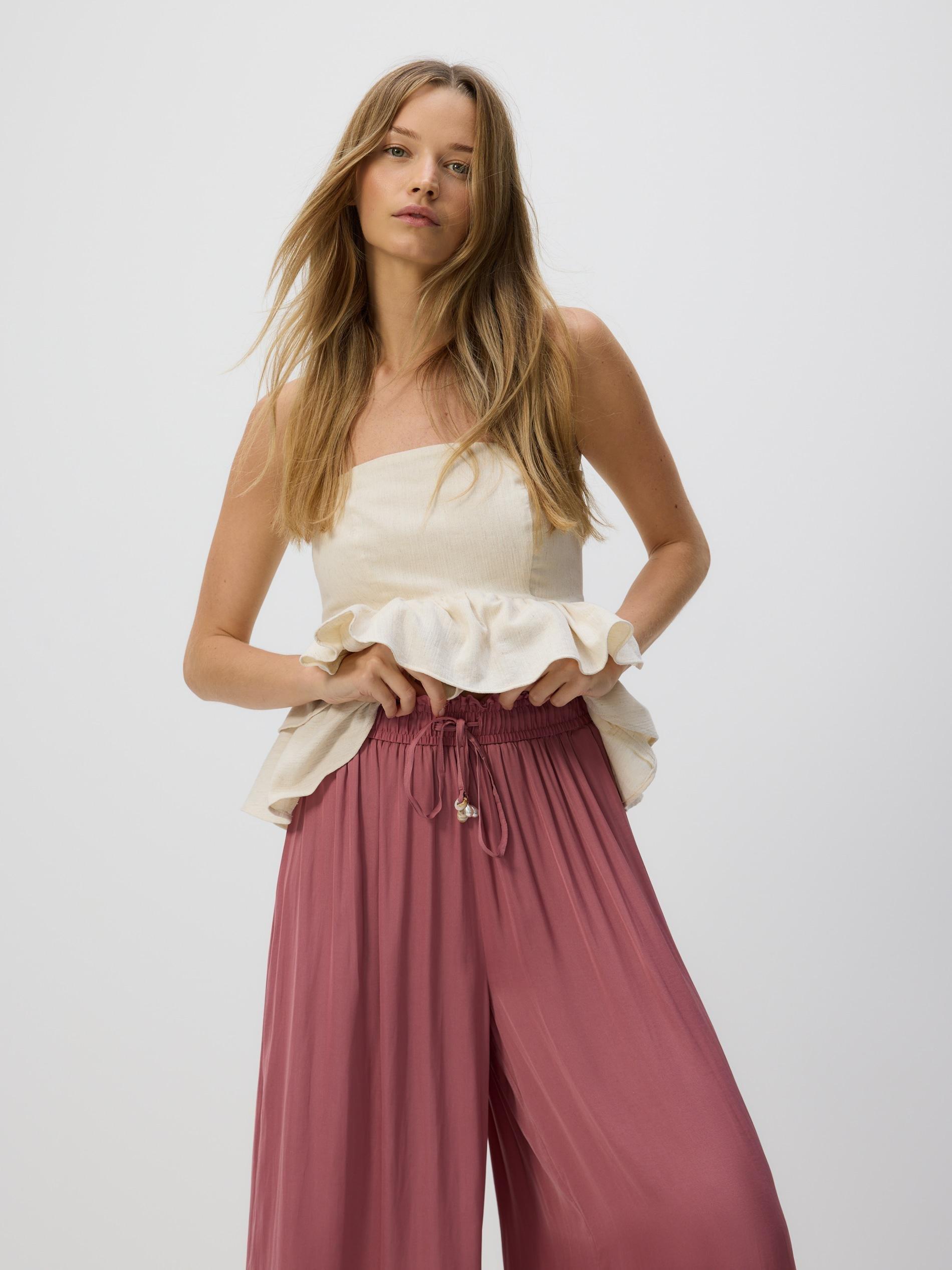Purple Loose Trousers With Beads, Purple, large image number 1