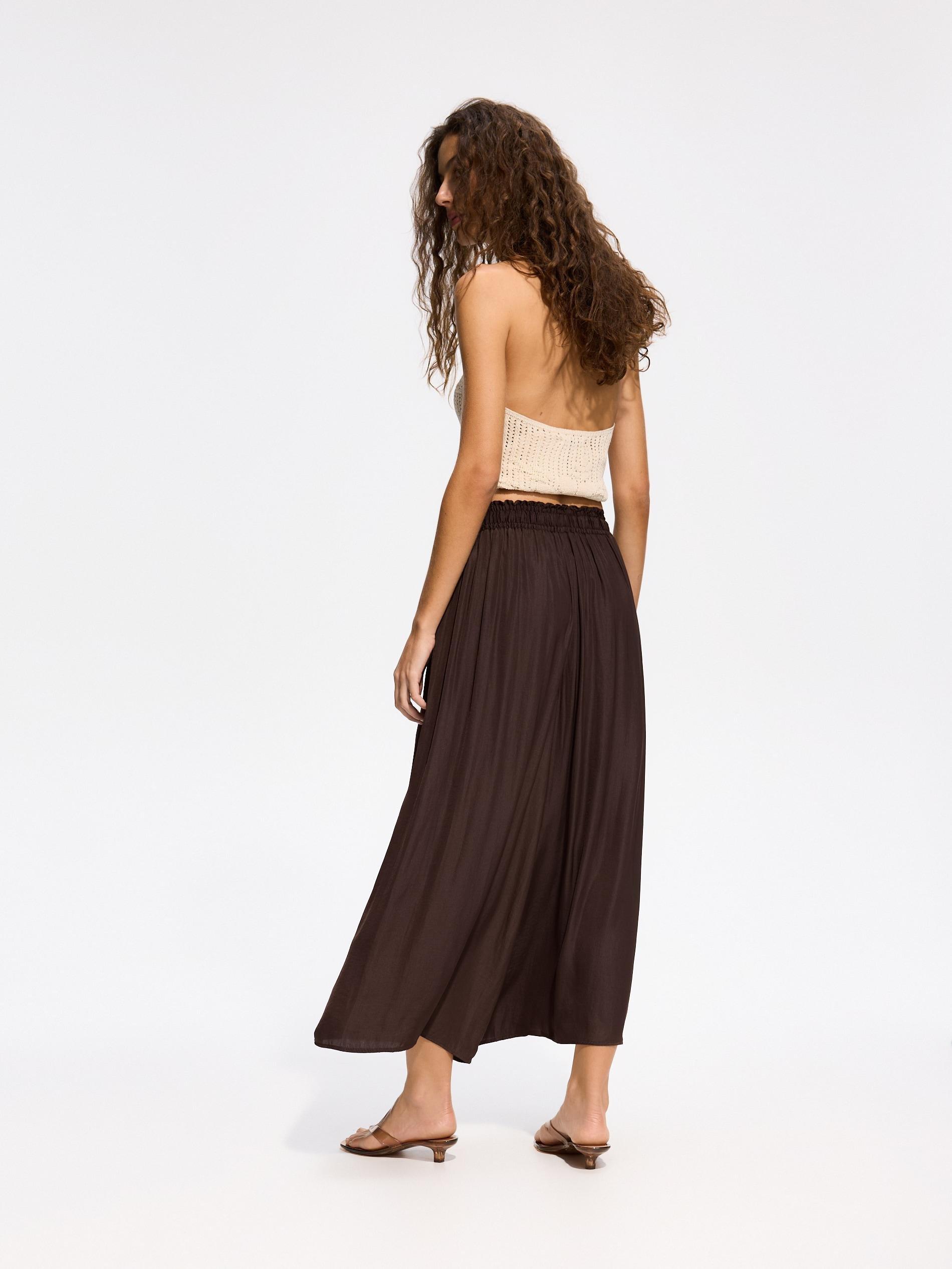 Brown Loose Trousers With Beads, Brown, large image number 1