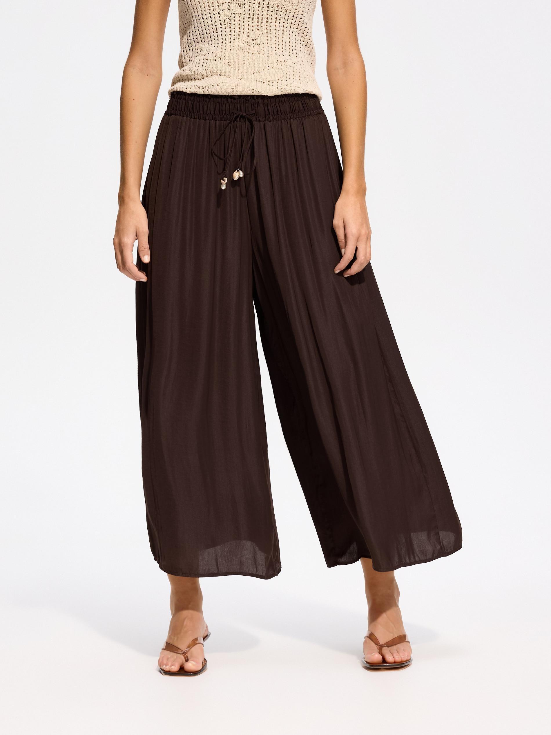 Brown Loose Trousers With Beads, Brown, large image number 2