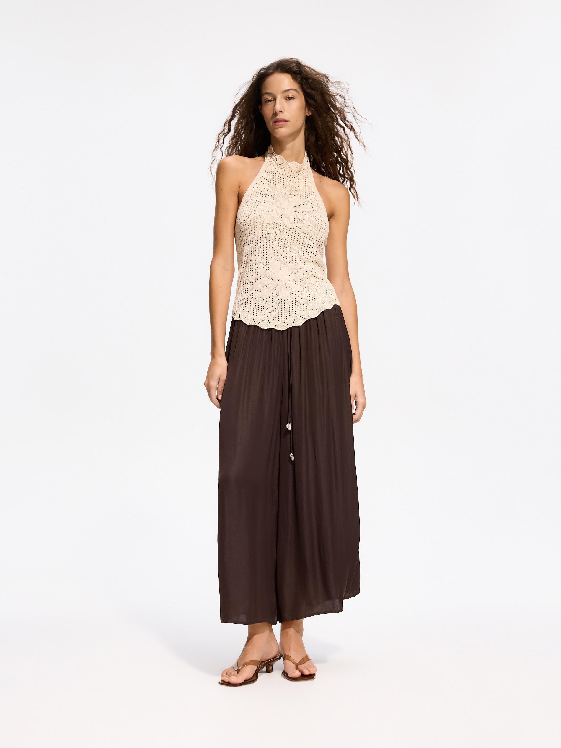 Brown Loose Trousers With Beads, Brown, large image number 3