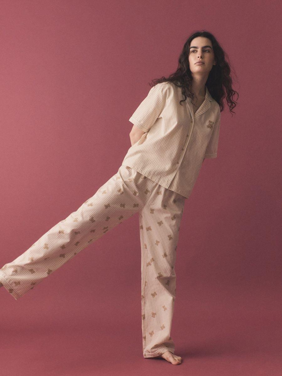 Beige Two-Piece Cotton Pajamas, , medium