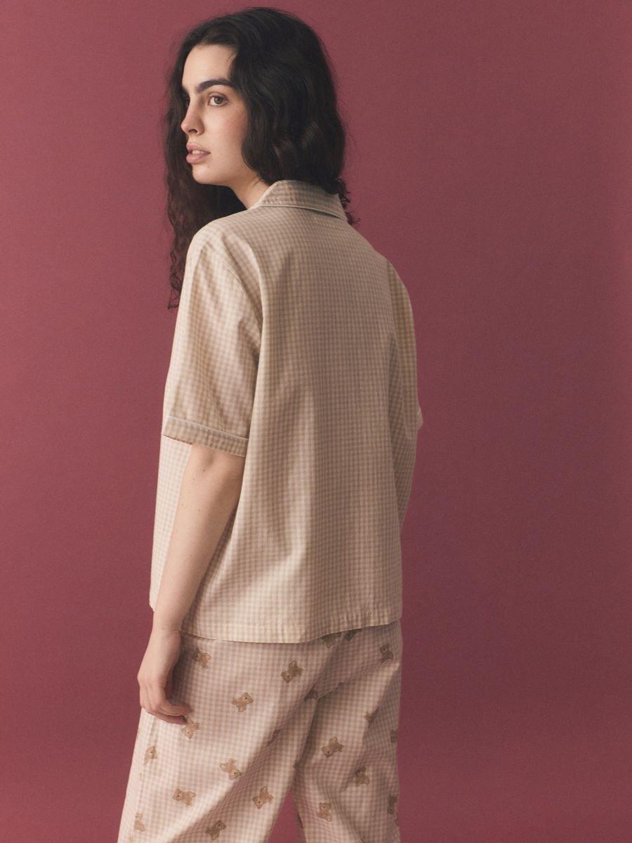 Beige Two-Piece Cotton Pajamas, , large image number 1