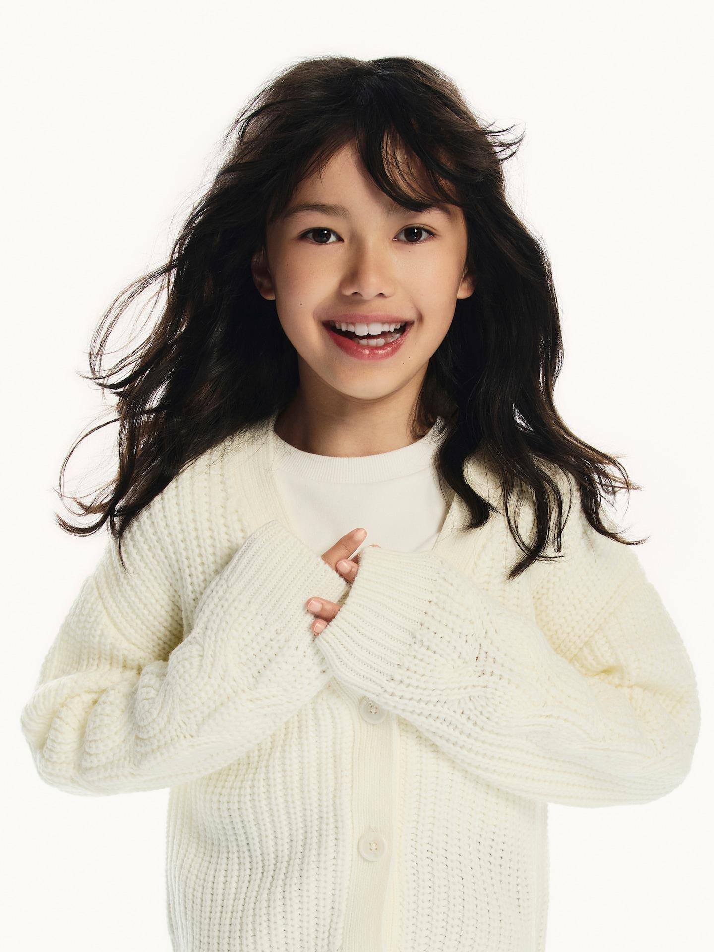 Cream Stripe Cardigan, Ivory, medium
