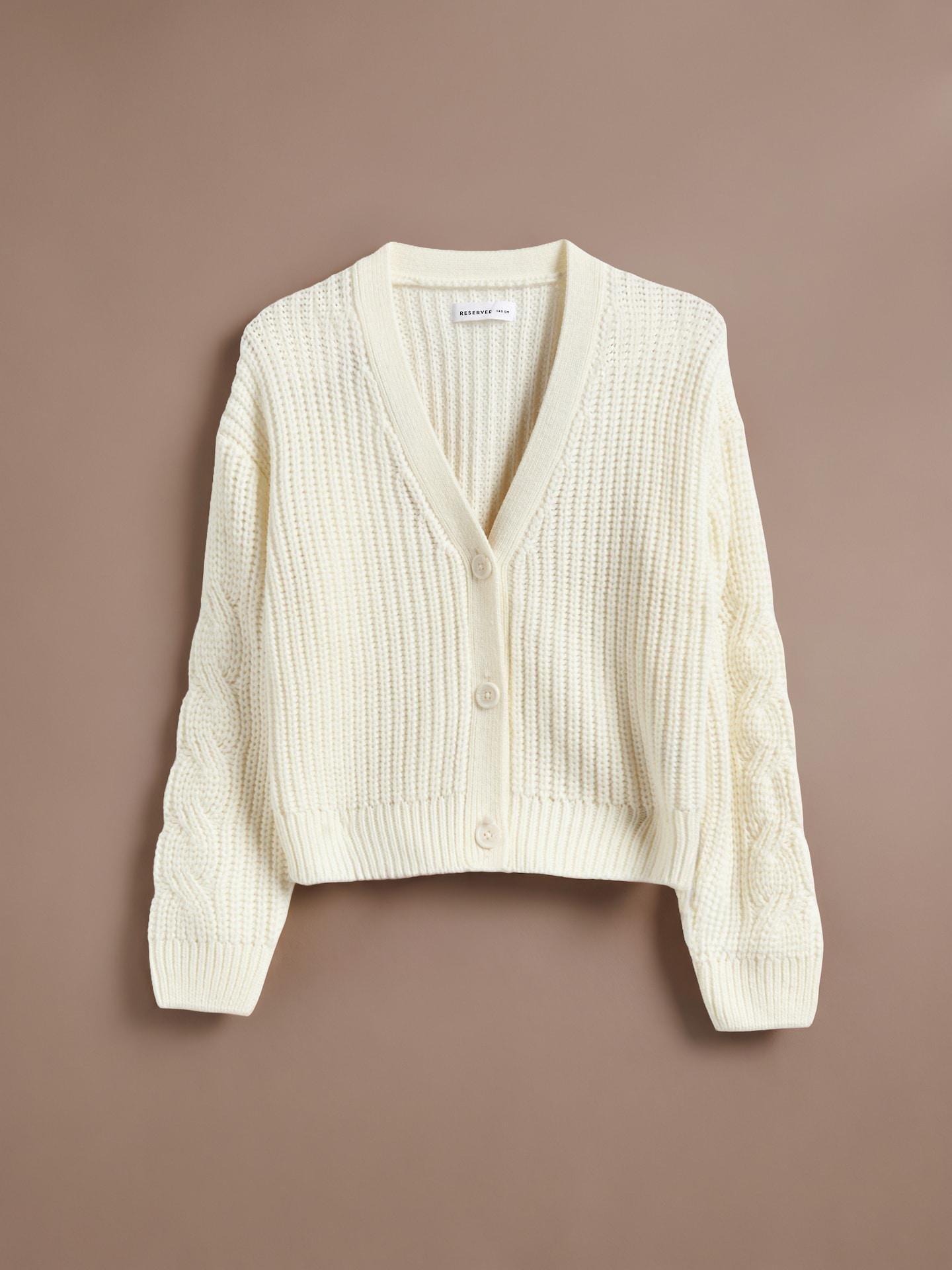 Cream Stripe Cardigan, Ivory, large image number 3