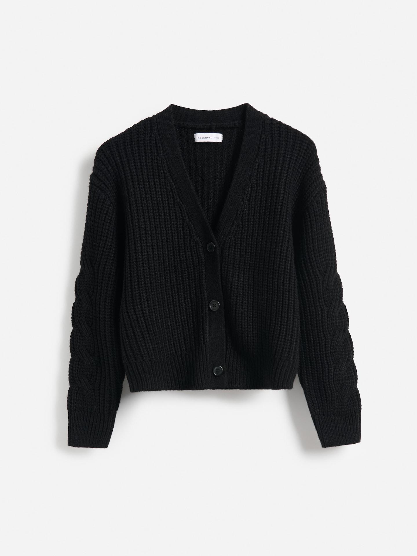 Black Stripe Cardigan, Black, medium