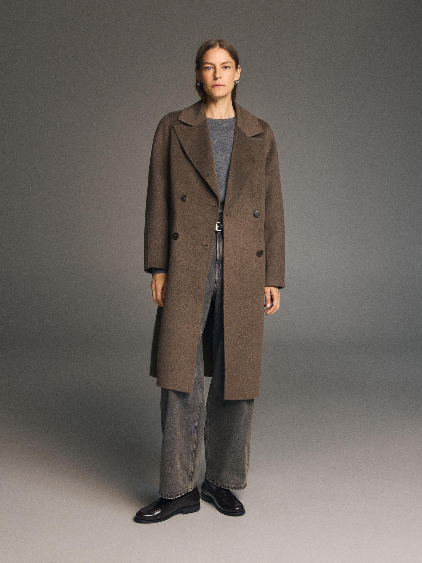 Brown Handmade Wool-Blend Coat, 7401_74M, medium