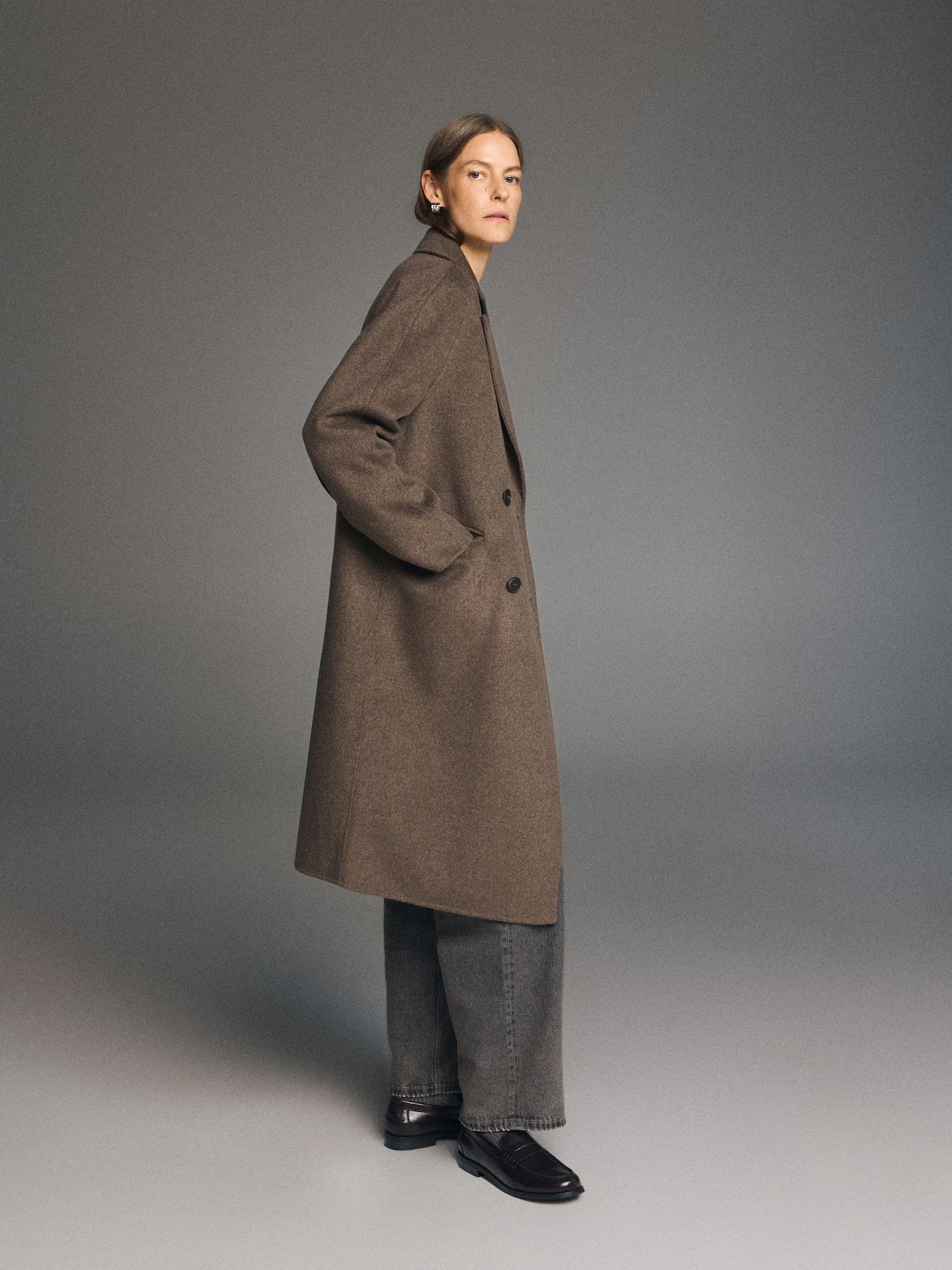 Brown Handmade Wool-Blend Coat, 7401_74M, large image number 4