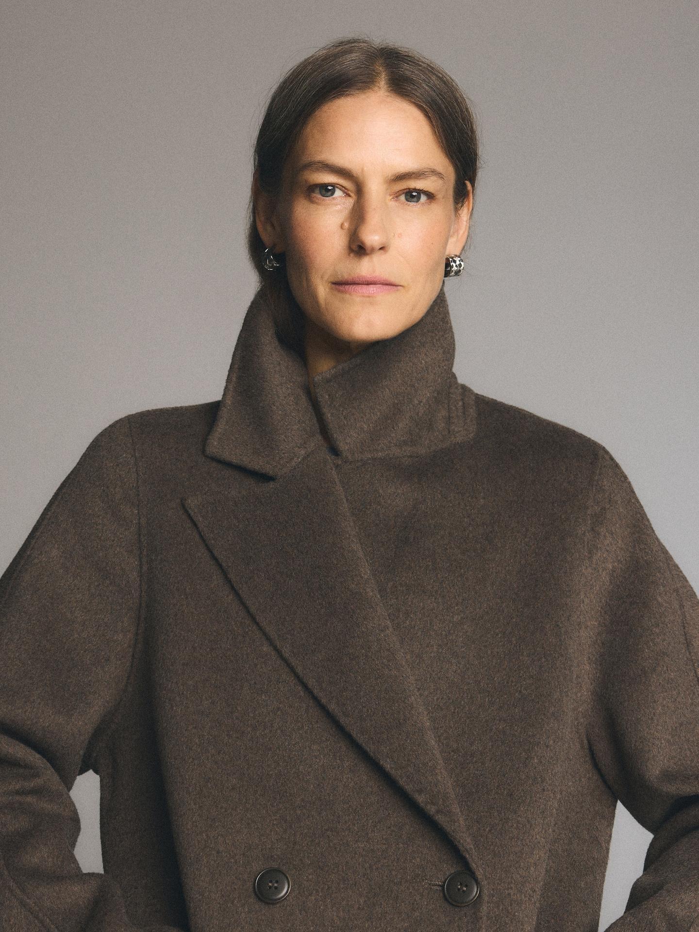 Brown Handmade Wool-Blend Coat, 7401_74M, large image number 5