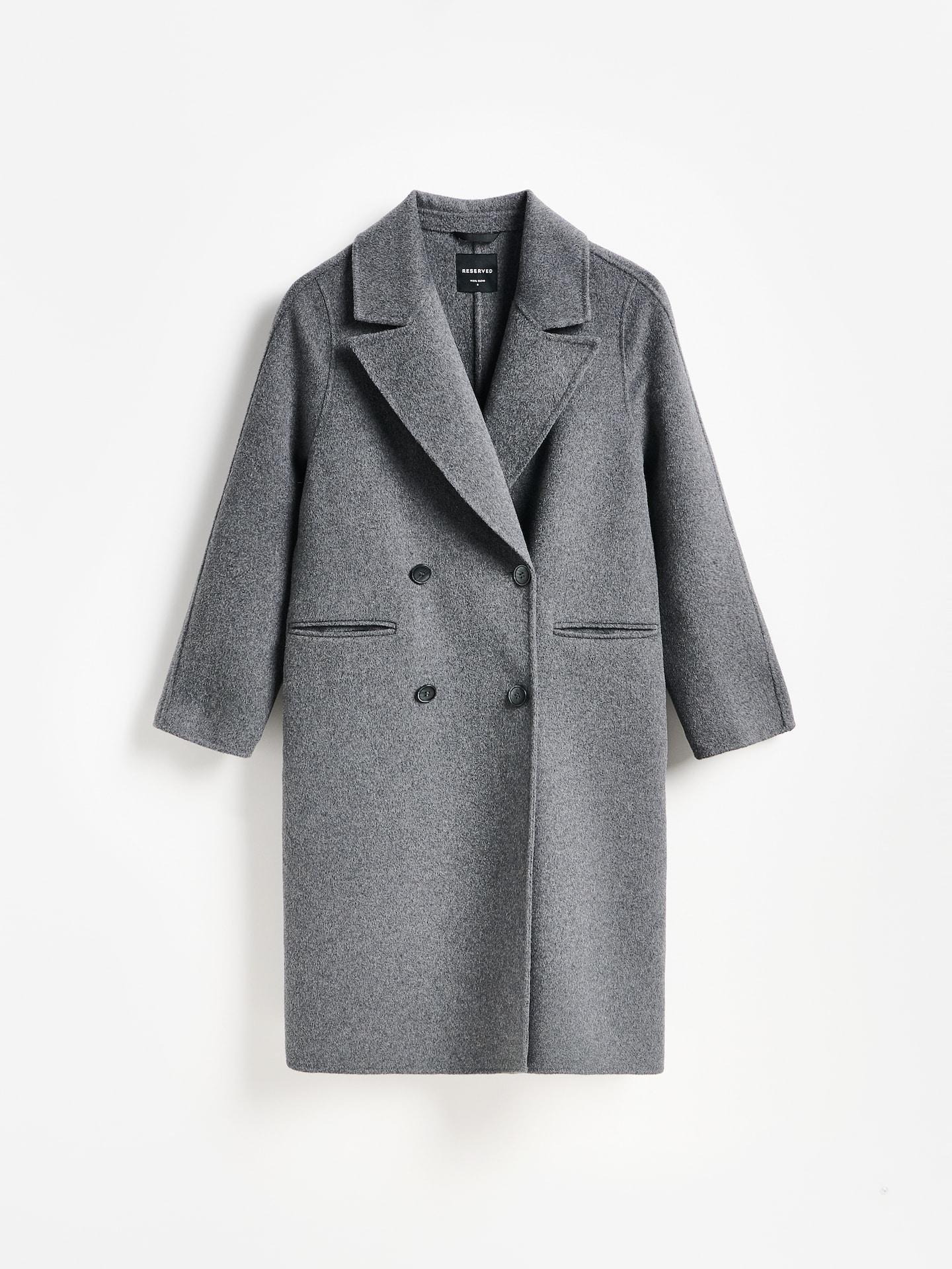 Grey Handmade Wool-Blend Coat, Grey, medium