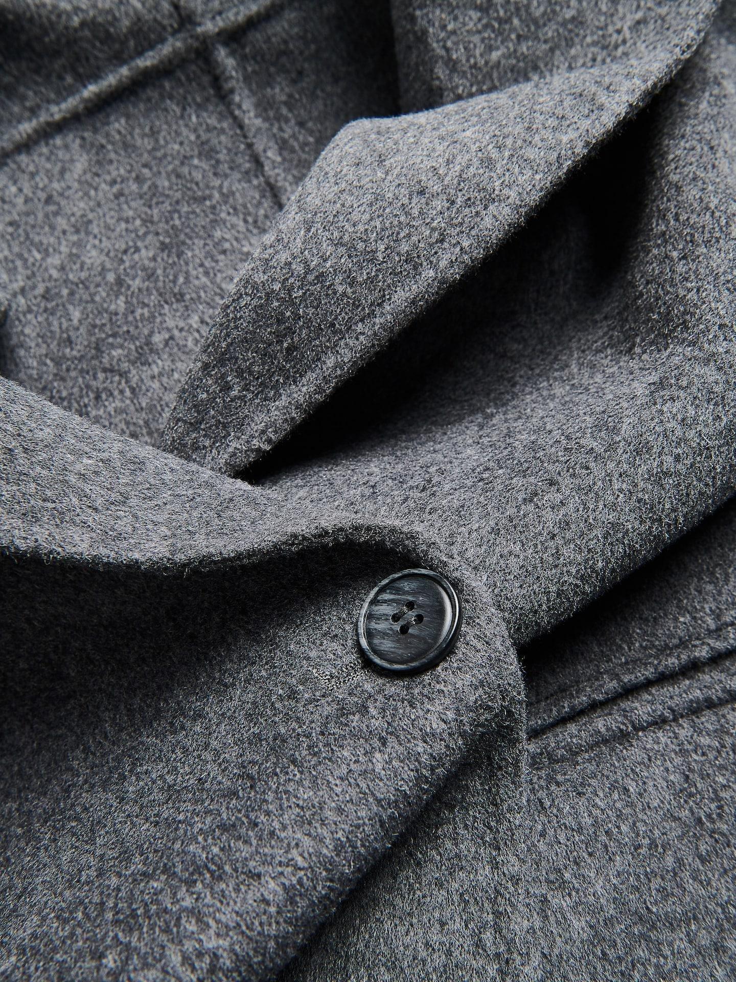 Grey Handmade Wool-Blend Coat, Grey, medium