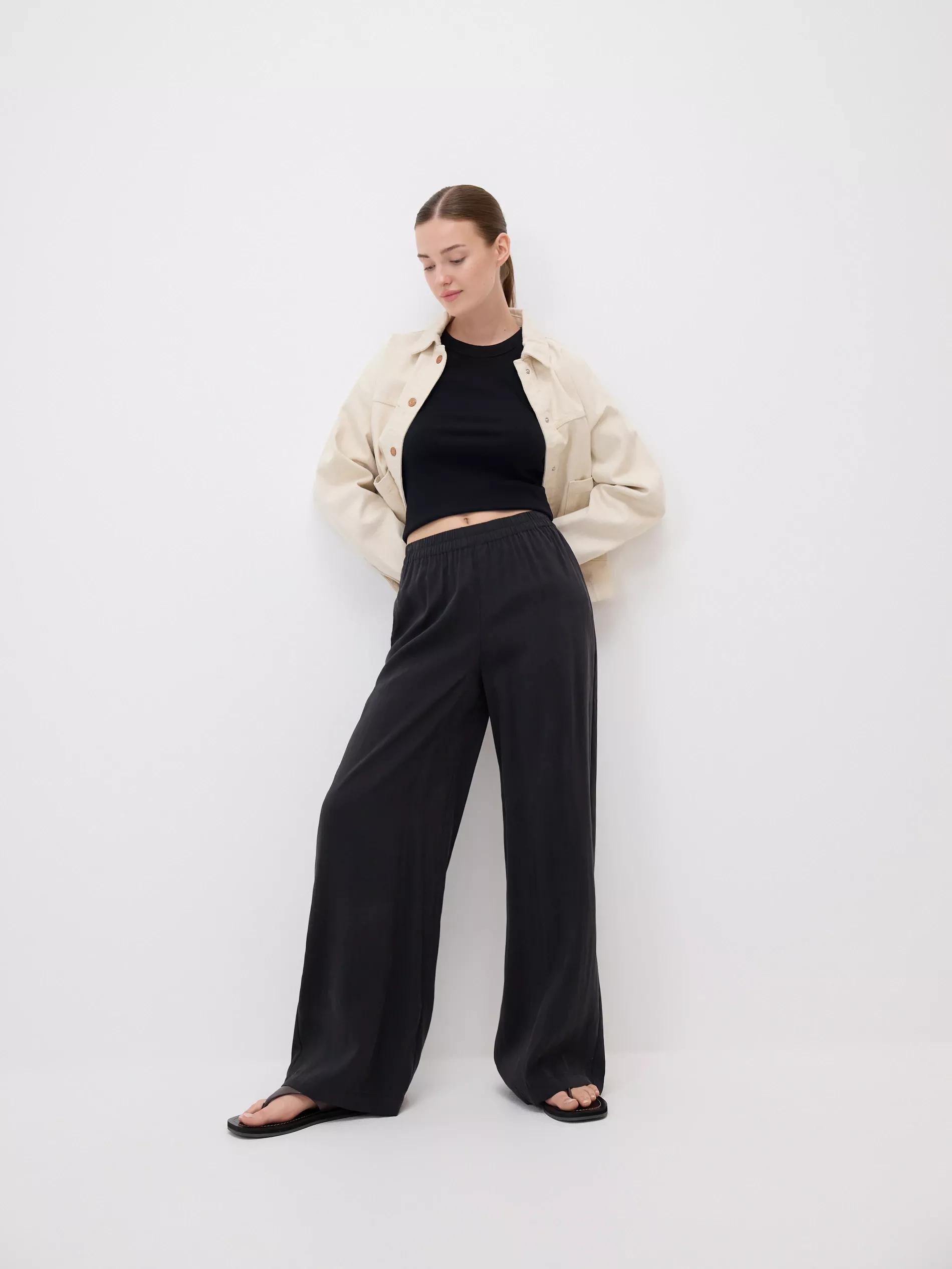 BLACK Wide modal trousers, Black, medium