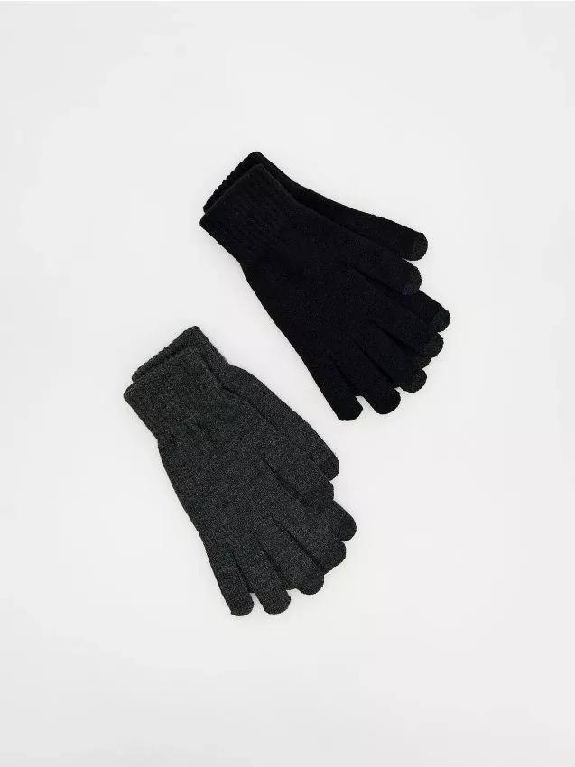 Black Finger Gloves, Set Of 2, Black, large image number 0