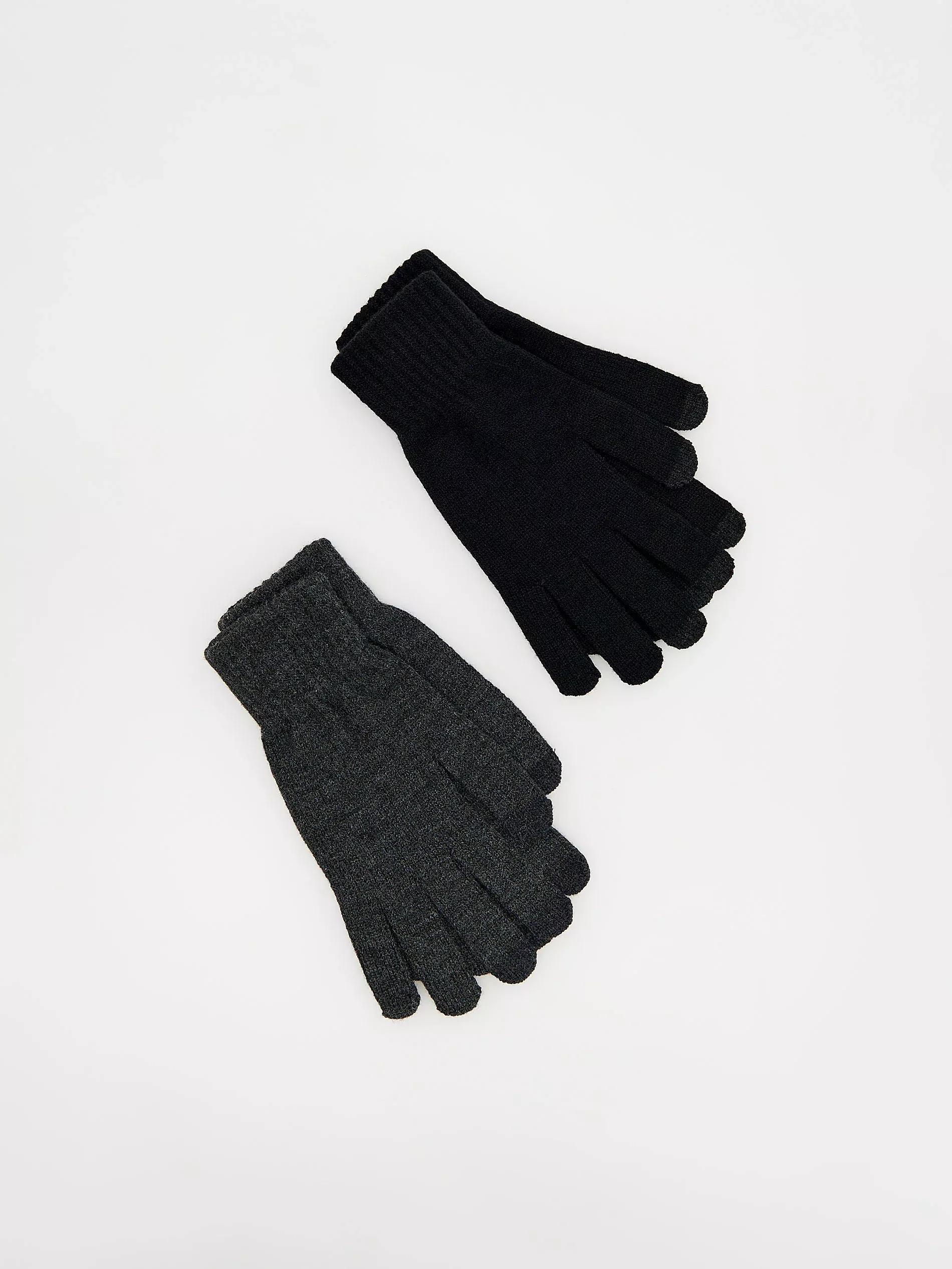 Black Finger Gloves, Set Of 2, Black, large image number 1