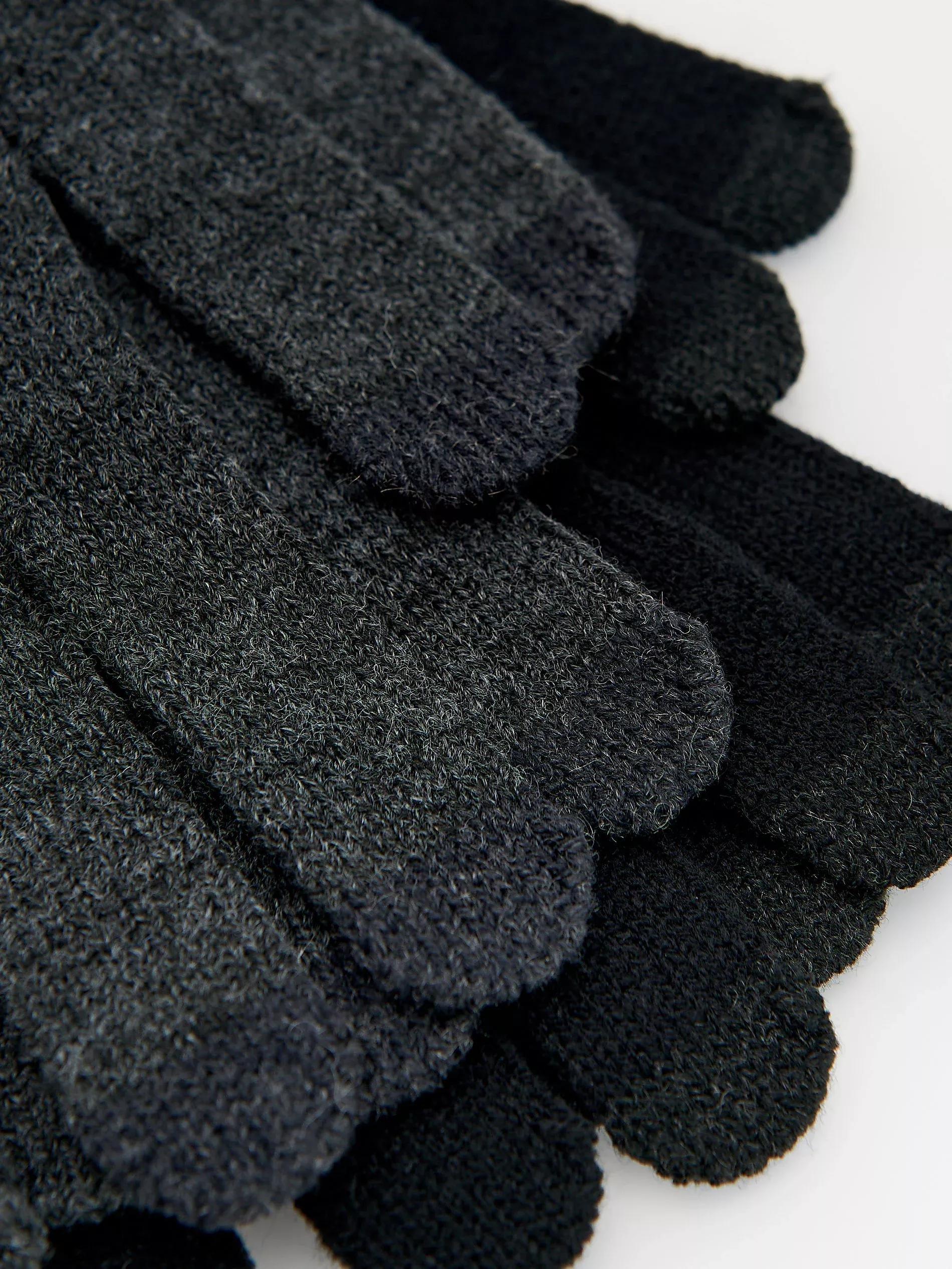 Black Finger Gloves, Set Of 2, Black, large image number 2