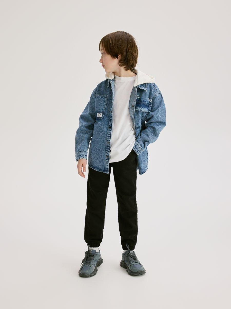 Black Elastic Jogging Pants, Black, medium