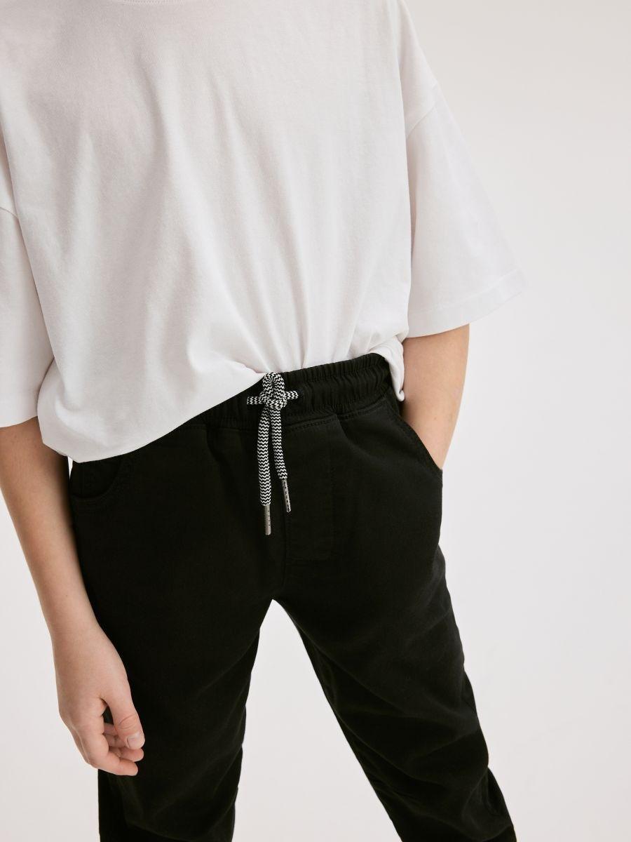 Black Elastic Jogging Pants, Black, medium