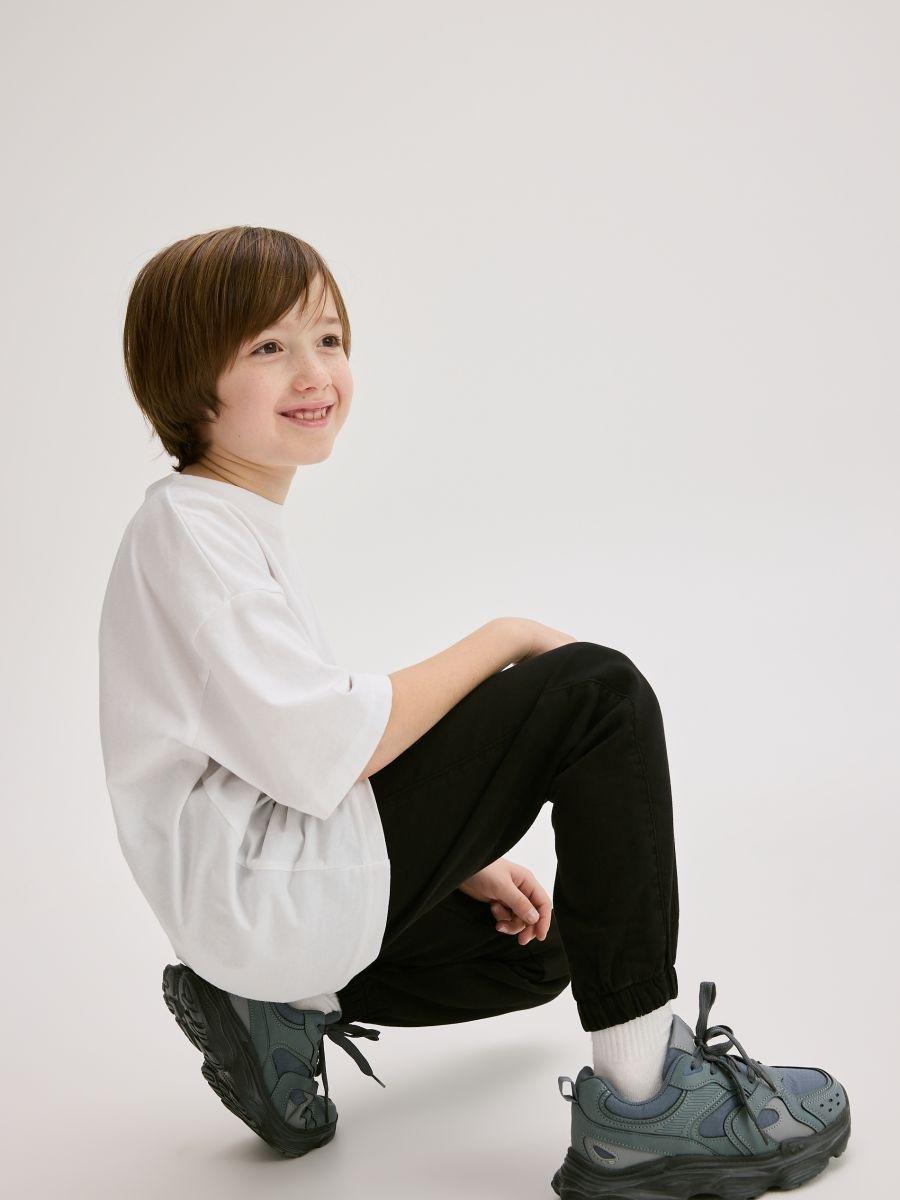 Black Elastic Jogging Pants, Black, medium