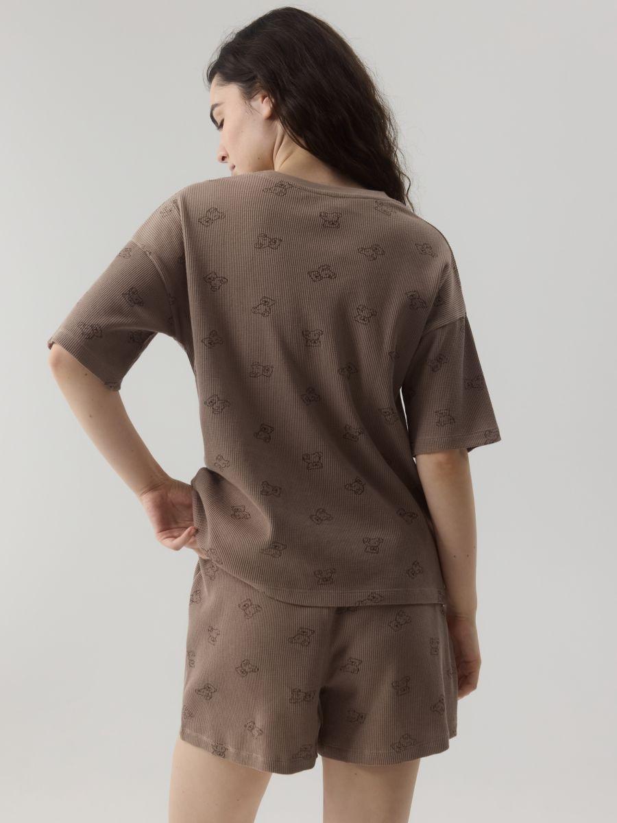 Beige Two-Piece Patterned Pajamas, , large image number 1