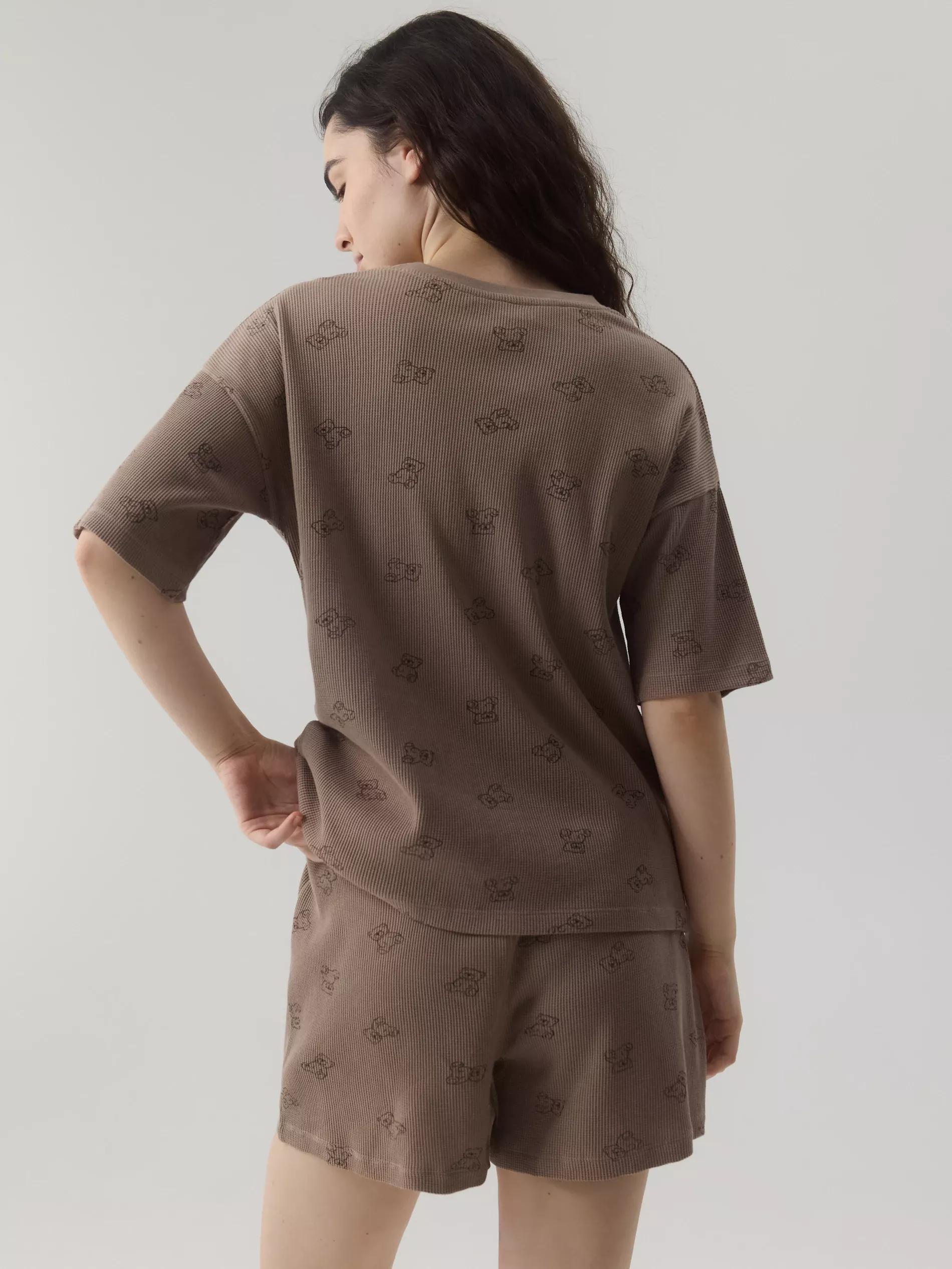 Beige Two-Piece Patterned Pajamas, , large image number 4
