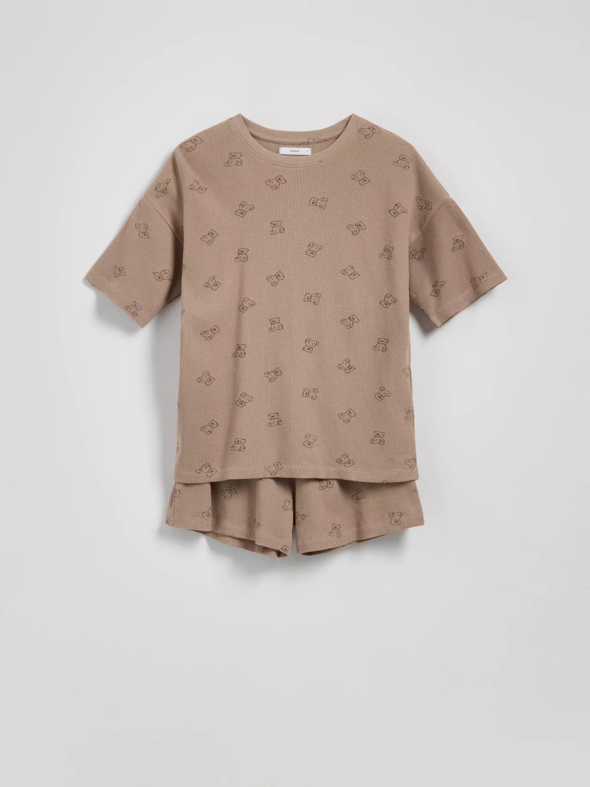 Beige Two-Piece Patterned Pajamas, , large image number 5