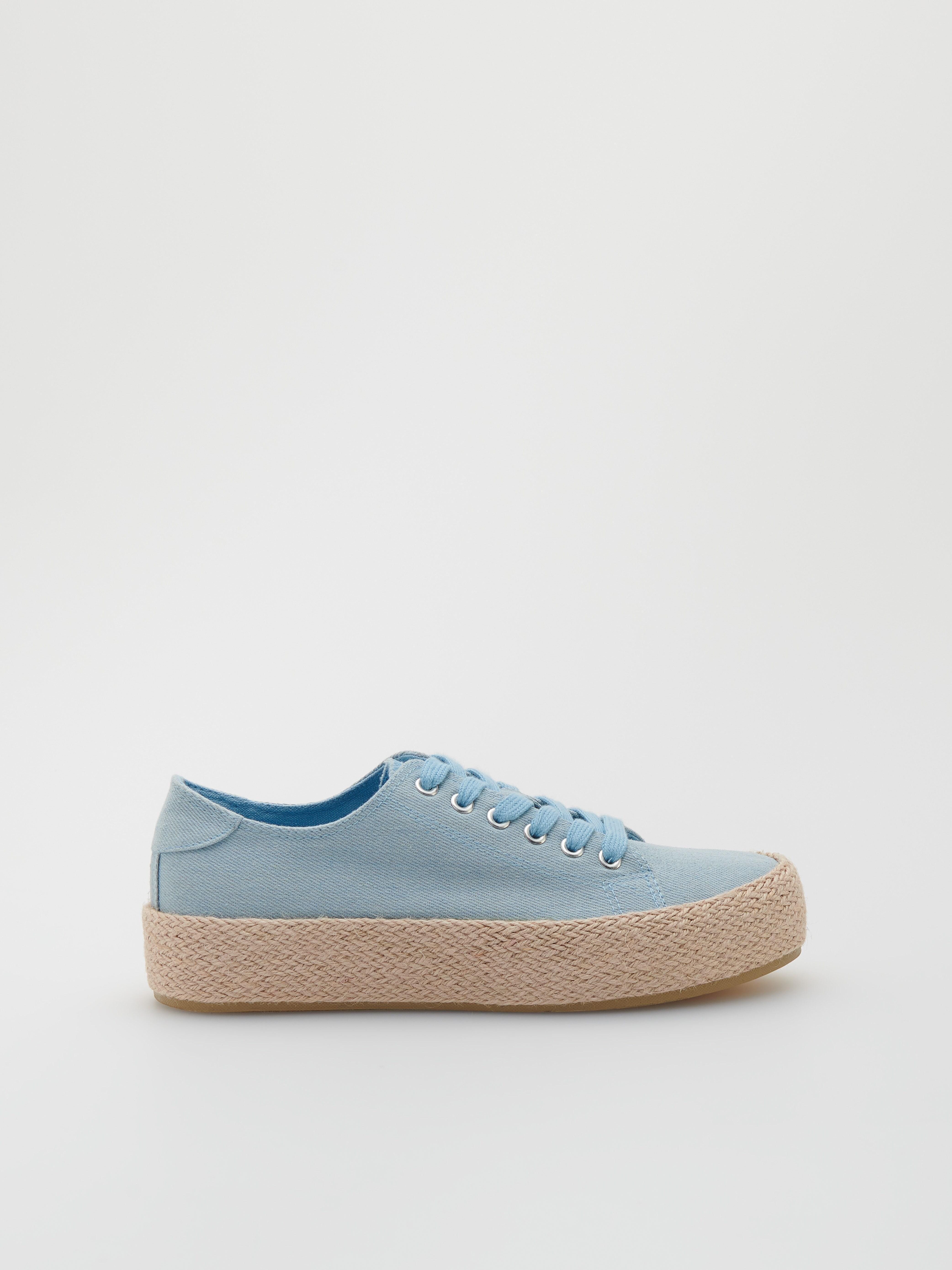 Blue Trainers with woven flatform, , large image number 0