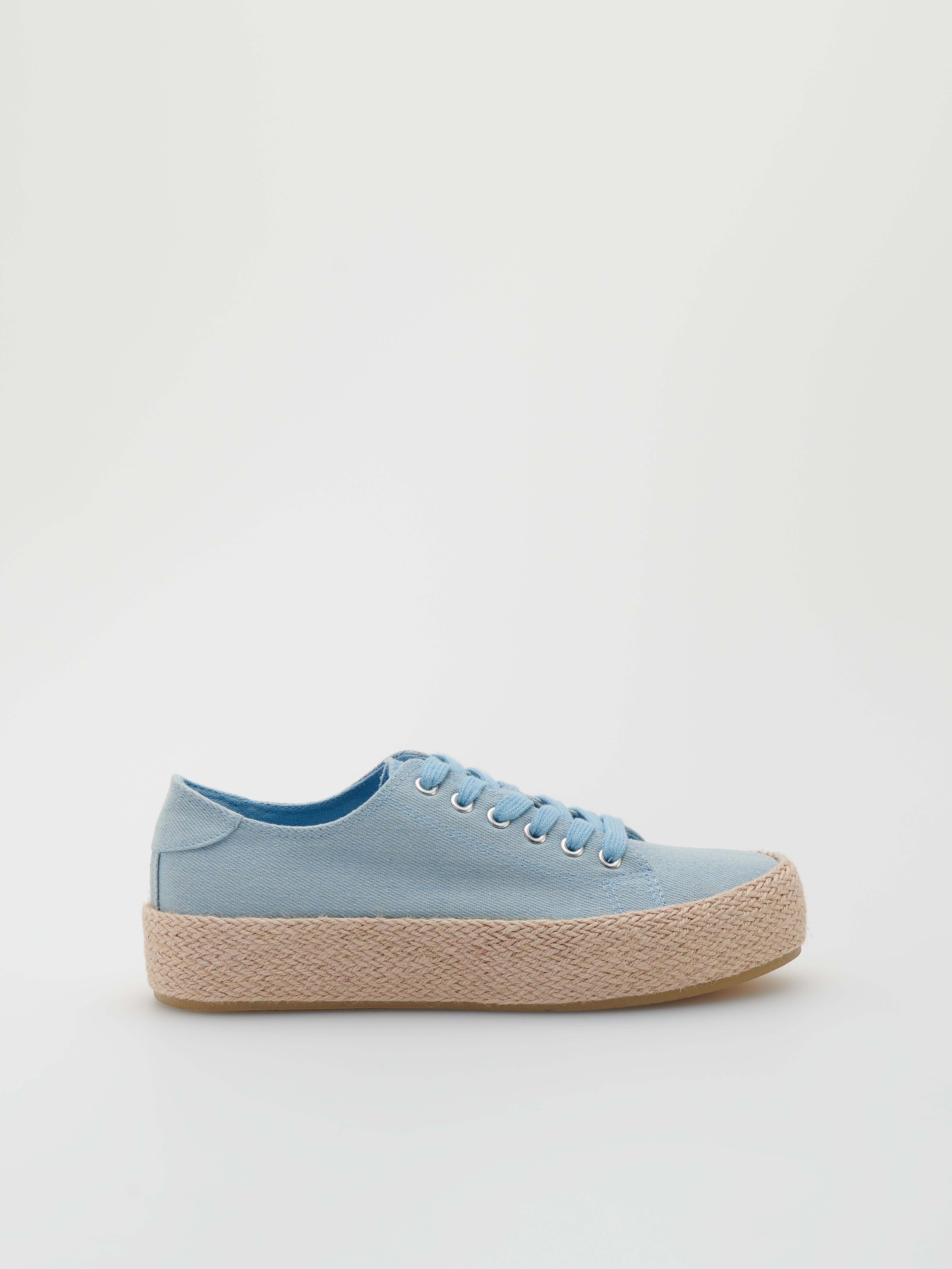 Blue Trainers with woven flatform, , large image number 1