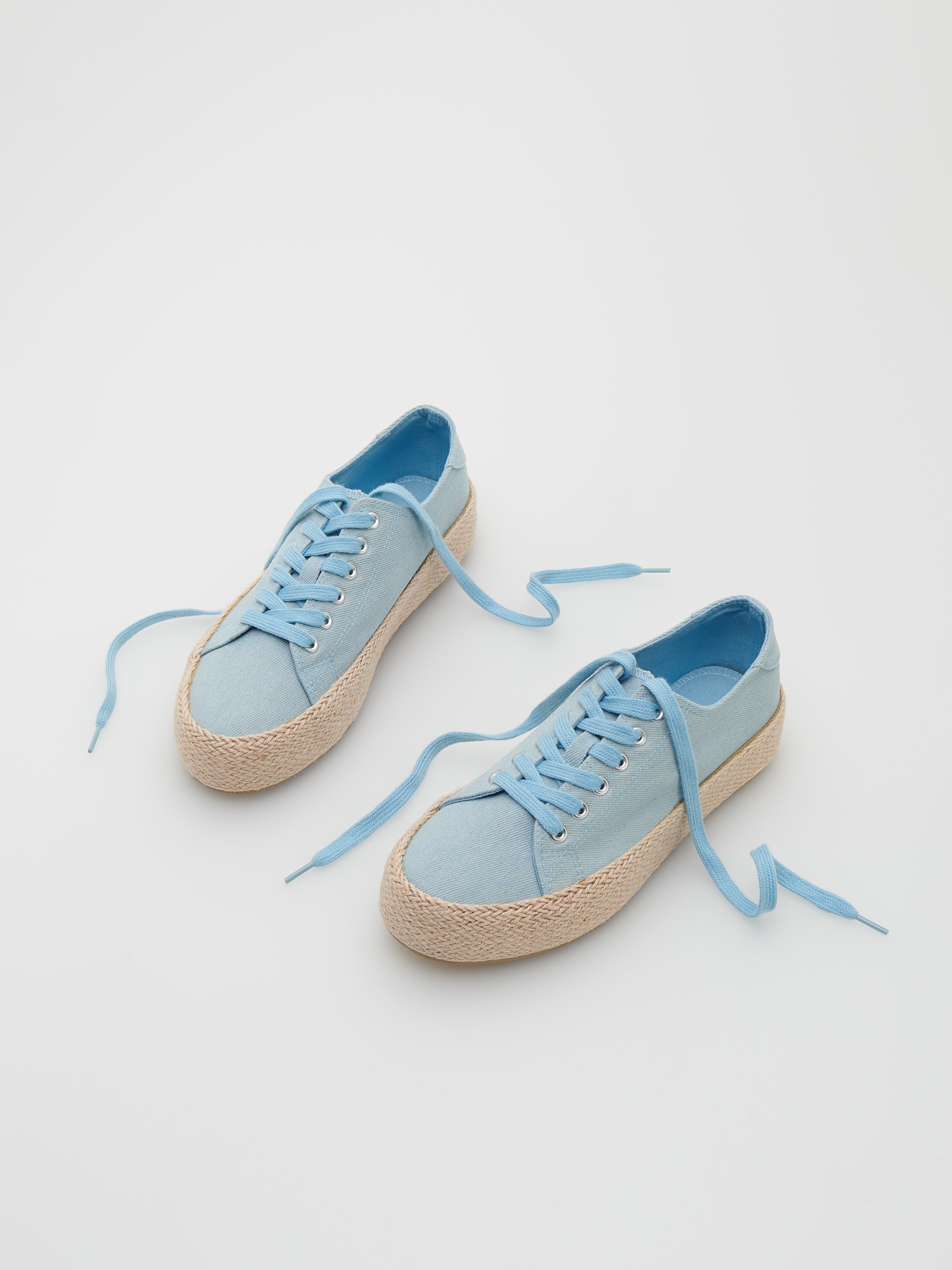 Blue Trainers with woven flatform, , large image number 3