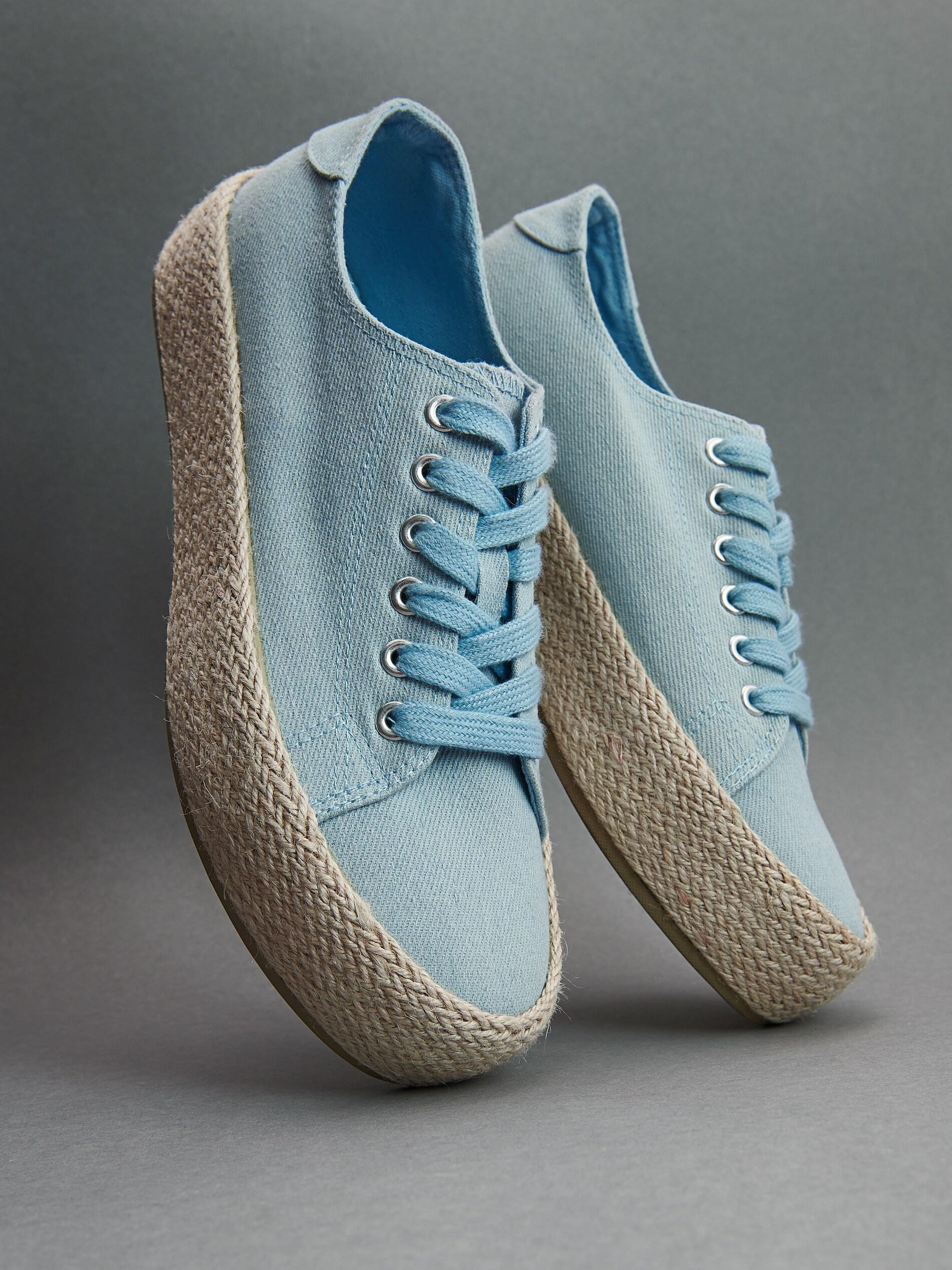 Blue Trainers with woven flatform, , large image number 4