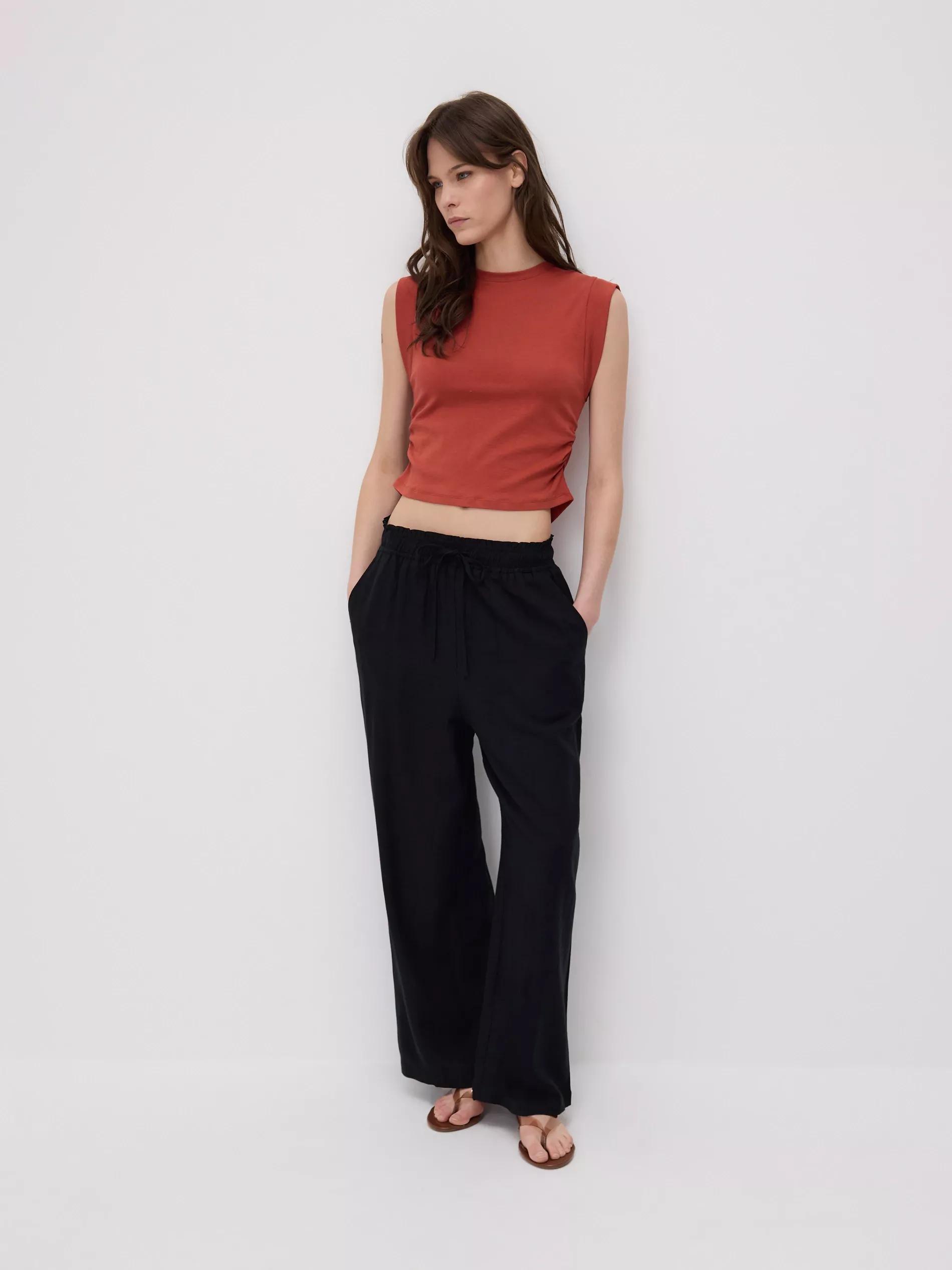 Black Palazzo Trousers, Black, large image number 0