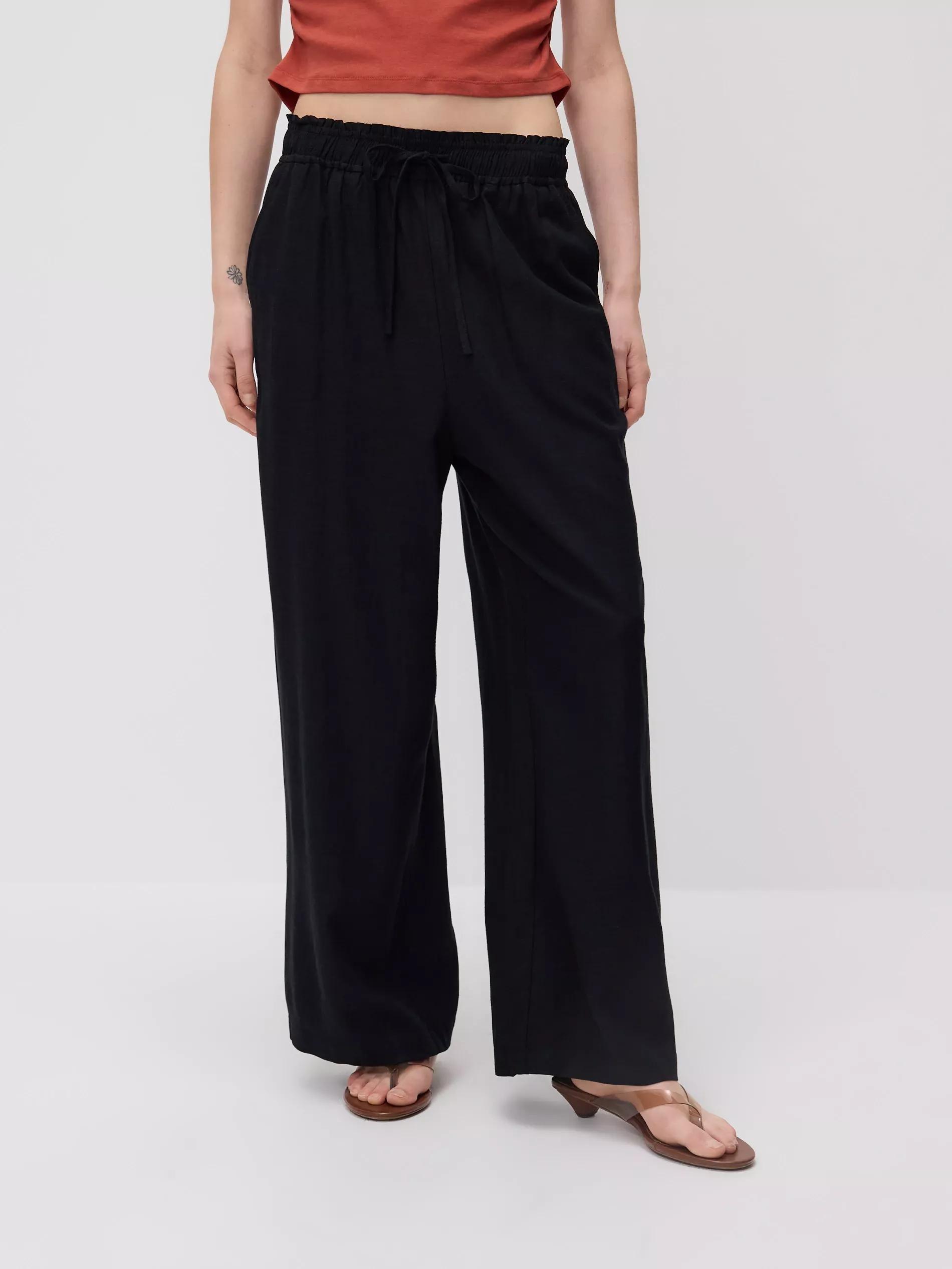 Black Palazzo Trousers, Black, large image number 1