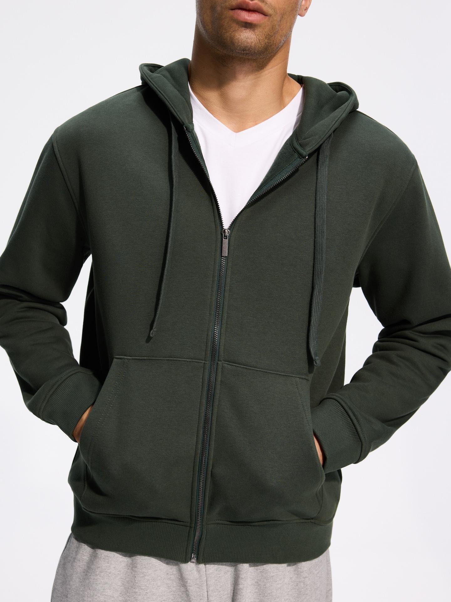 Green Plain Cotton Rich Sweatshirt, Khaki, medium