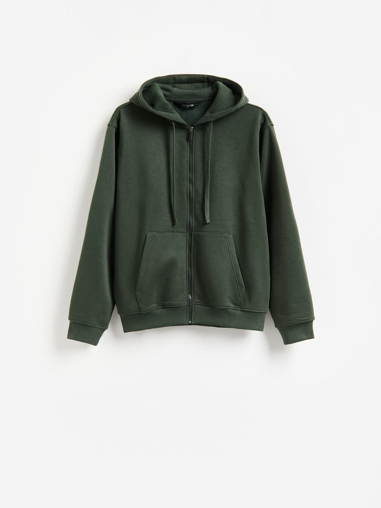 Green Plain Cotton Rich Sweatshirt, Khaki, large image number 1