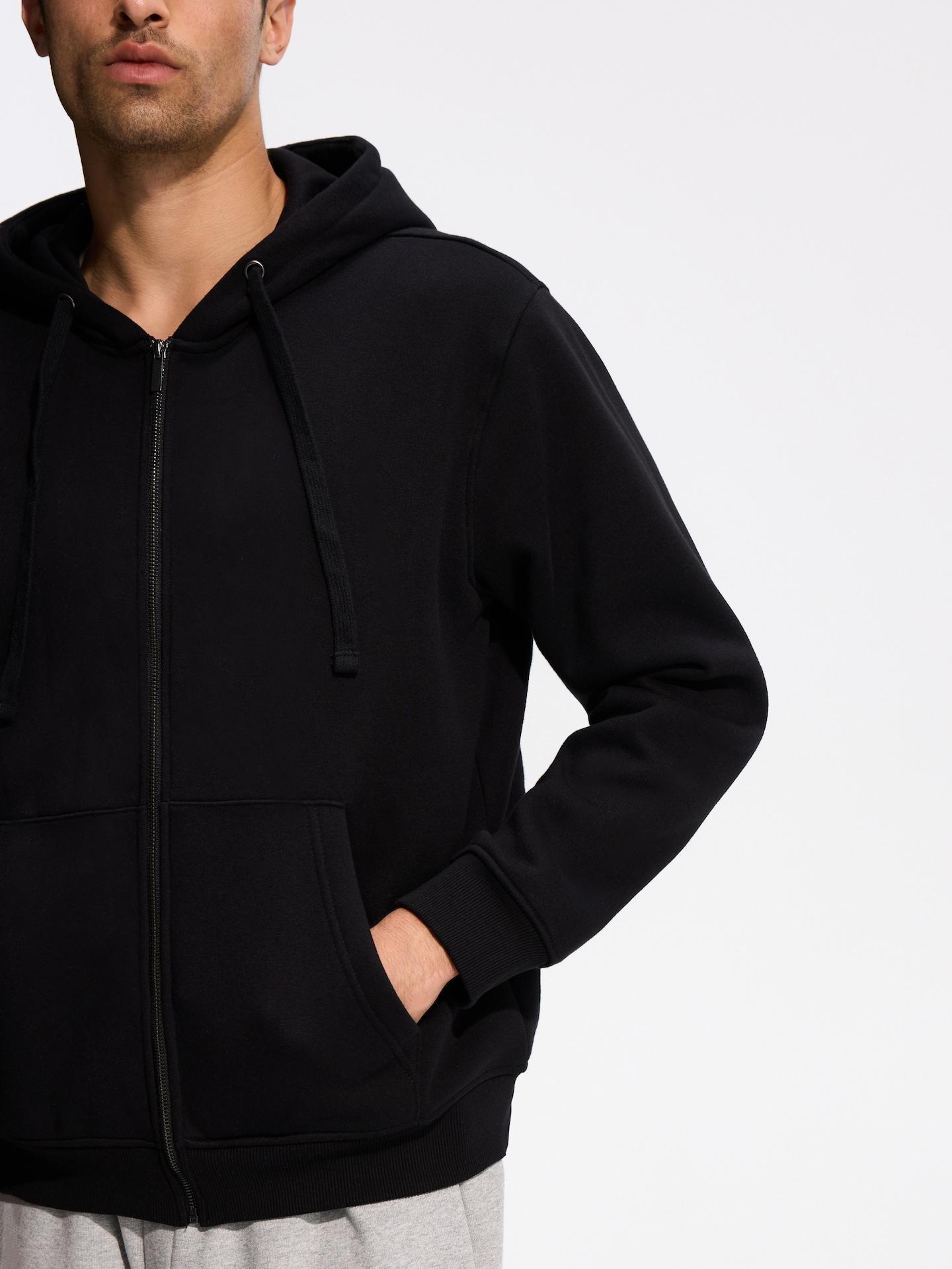 Black Plain Cotton Rich Sweatshirt, Black, medium