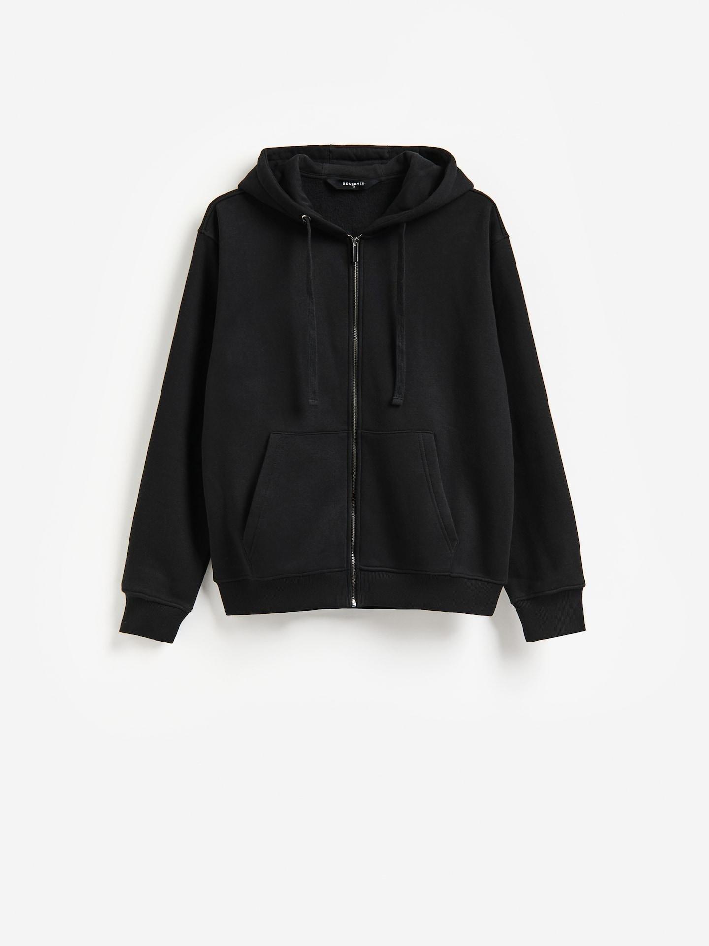 Black Plain Cotton Rich Sweatshirt, Black, large image number 1