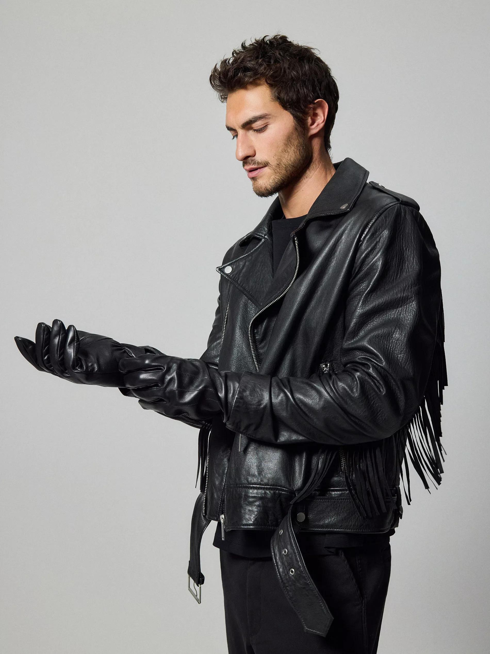 Black Leather Gloves, , large image number 0