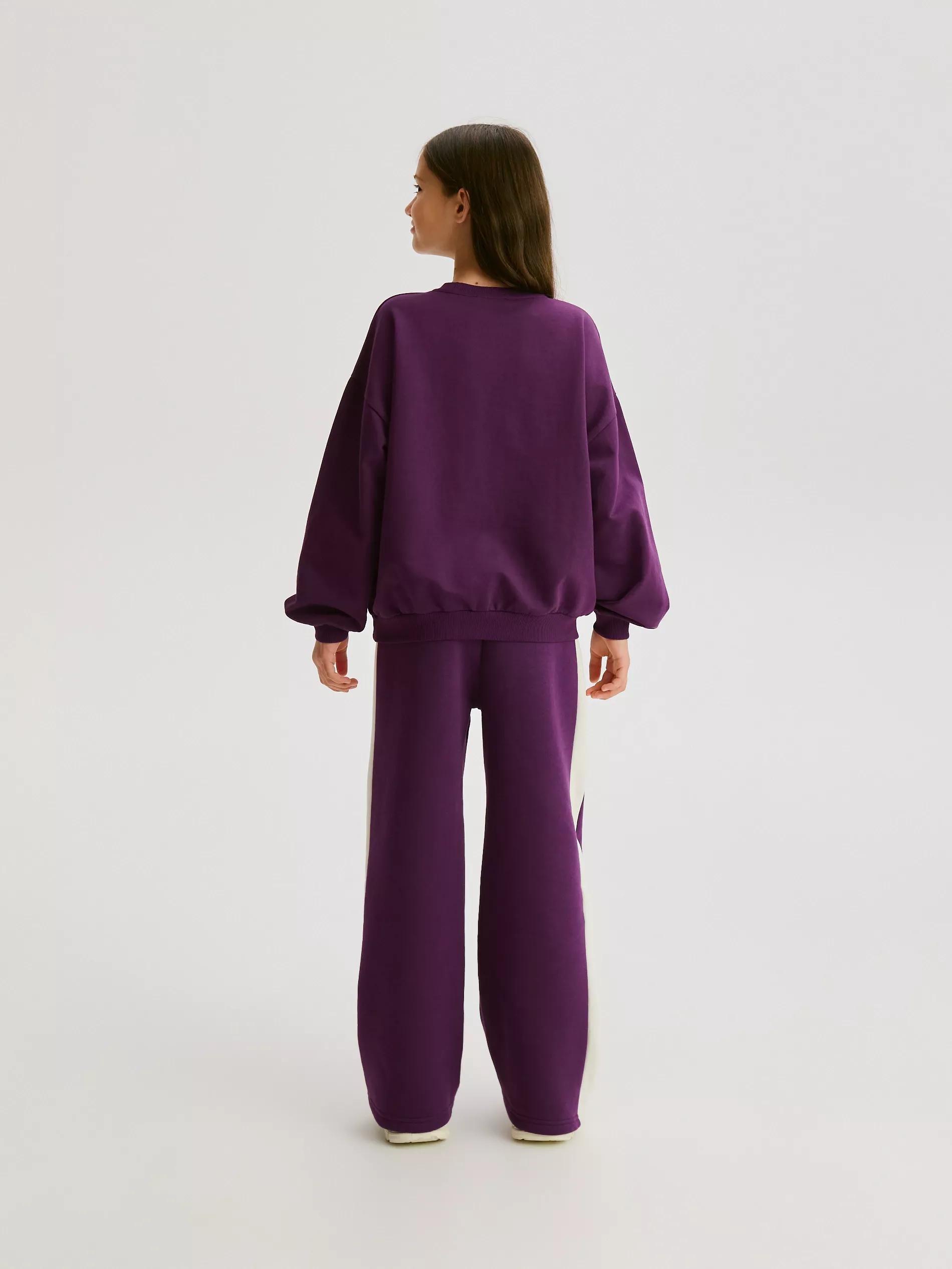 Purple Sweatpants With Side Stripes, Purple, large image number 5