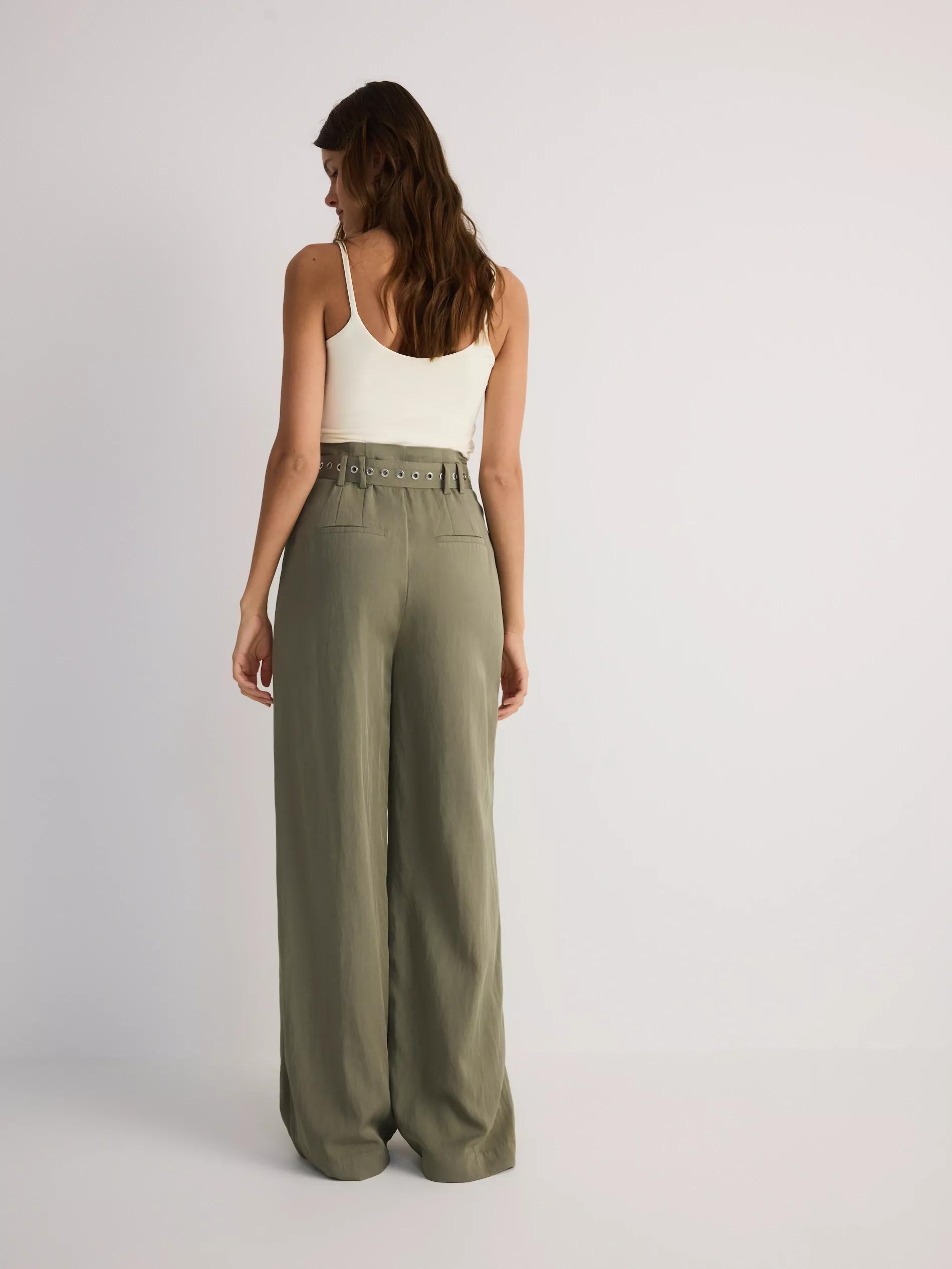 Green Loose Trousers With Belt, , large image number 2