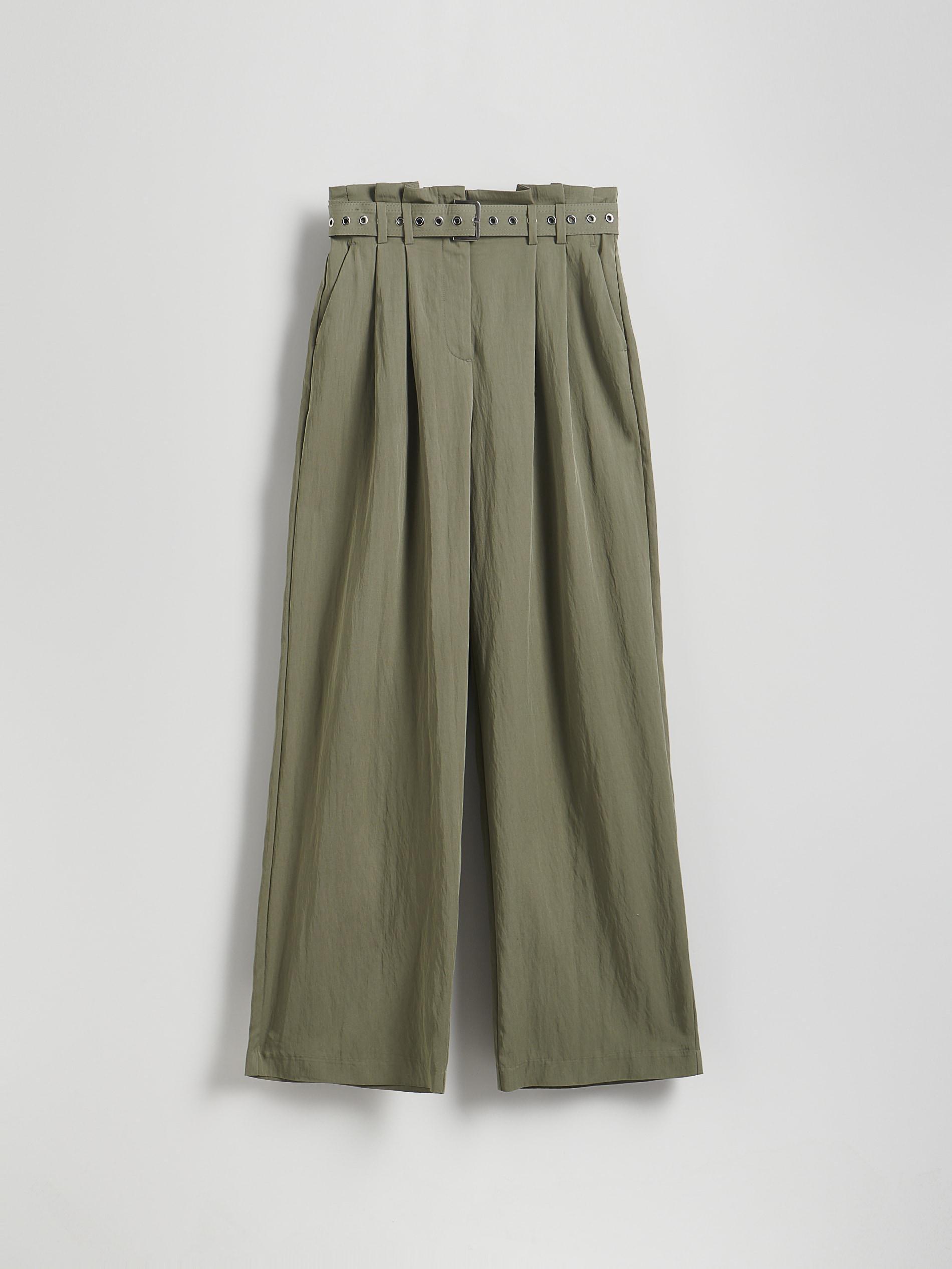 Green Loose Trousers With Belt, , large image number 4