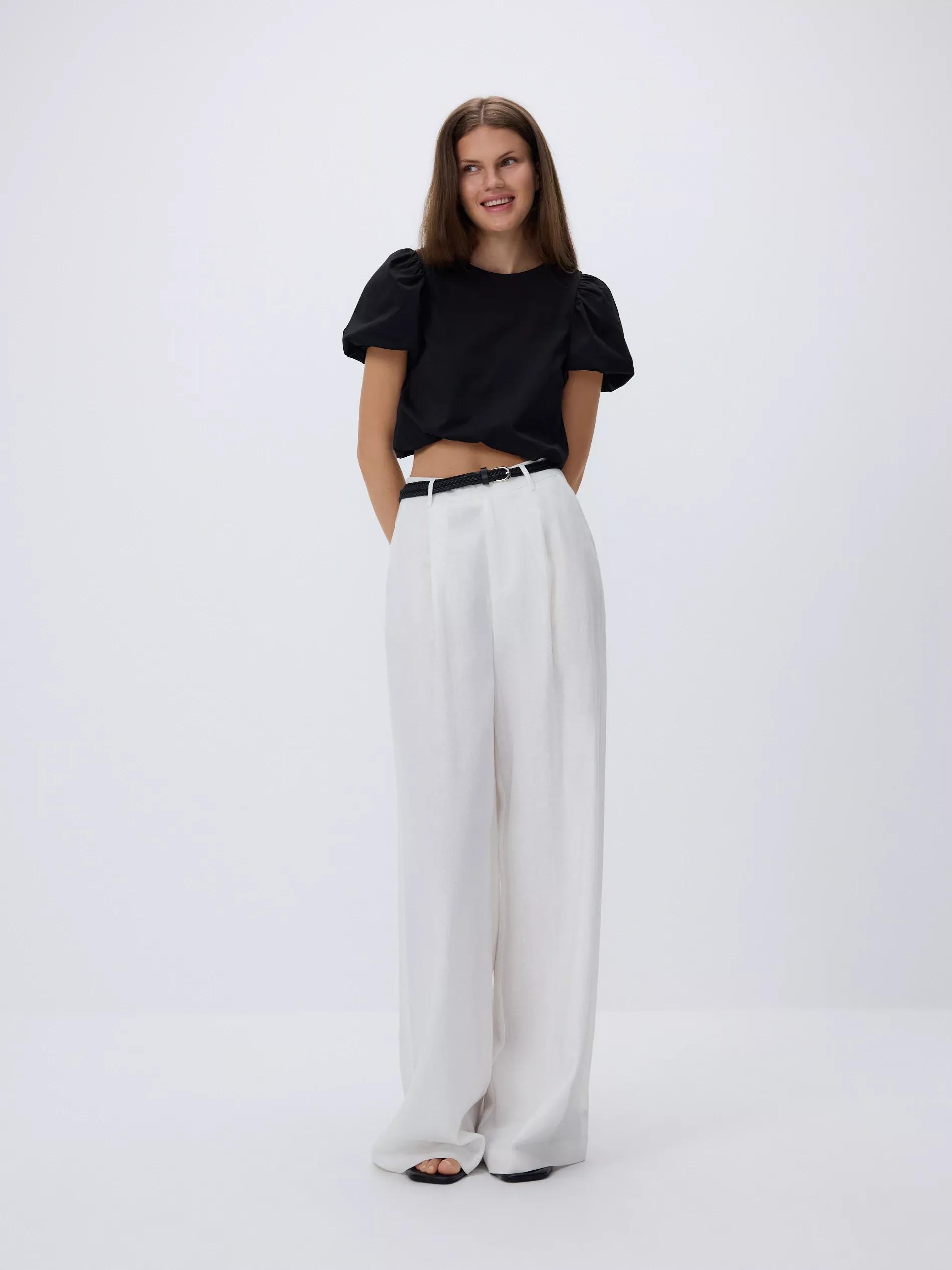 WHITE Loose linen trousers, , large image number 2