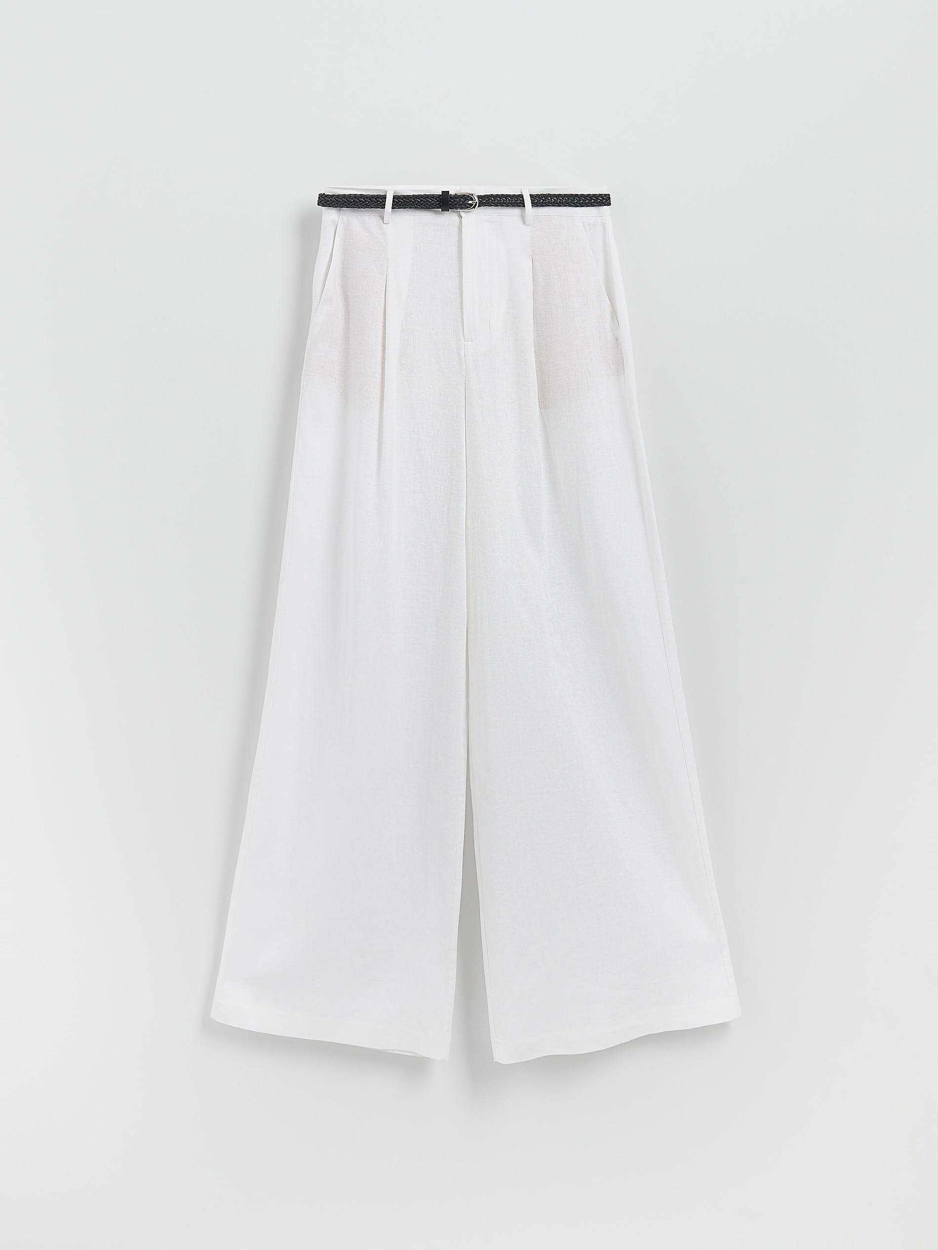 WHITE Loose linen trousers, , large image number 5